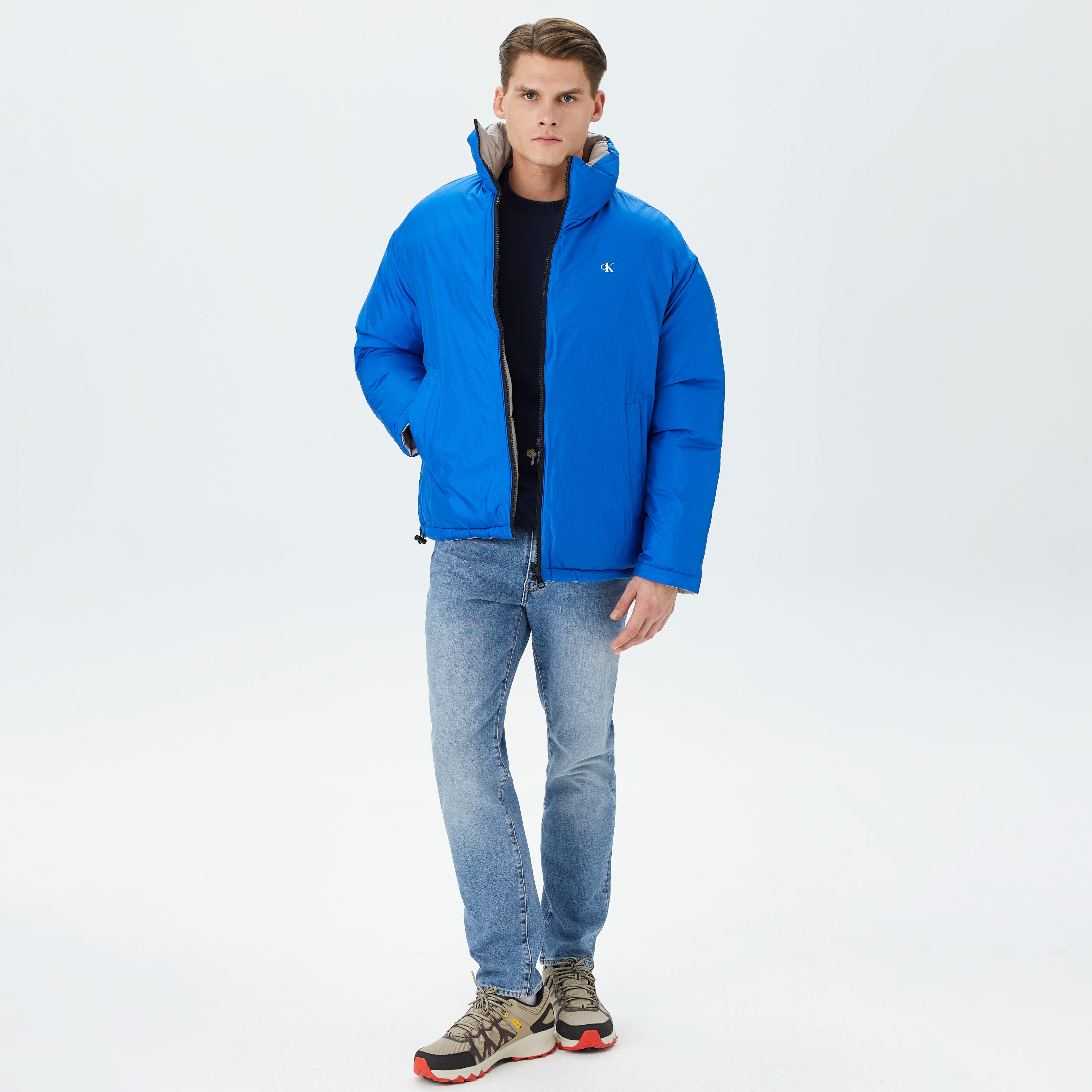 Calvin Klein Jeans Reversible 90S Puffer Erkek Mavi Mont