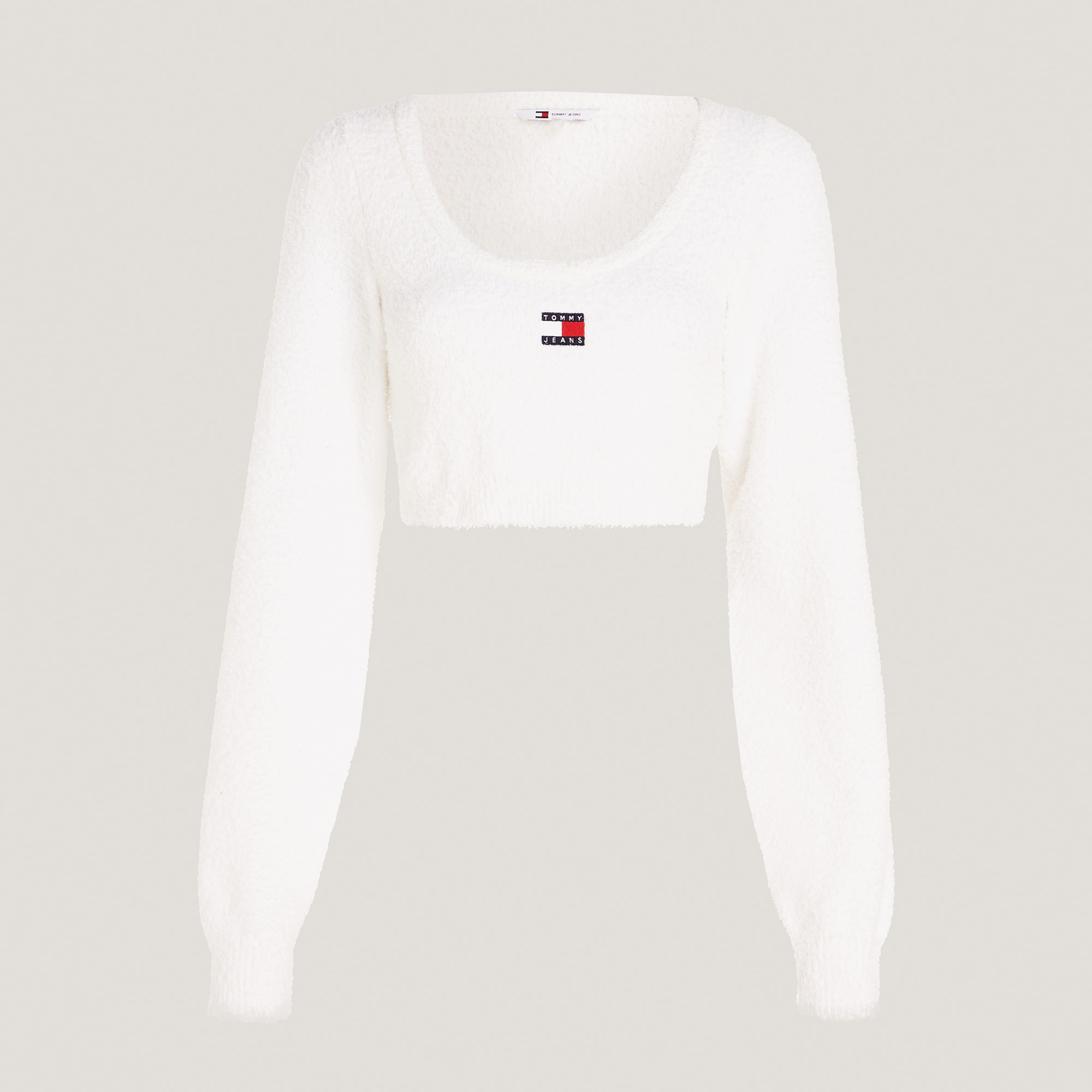 Tommy Jeans Low Neck Badge Kadın Beyaz Hırka