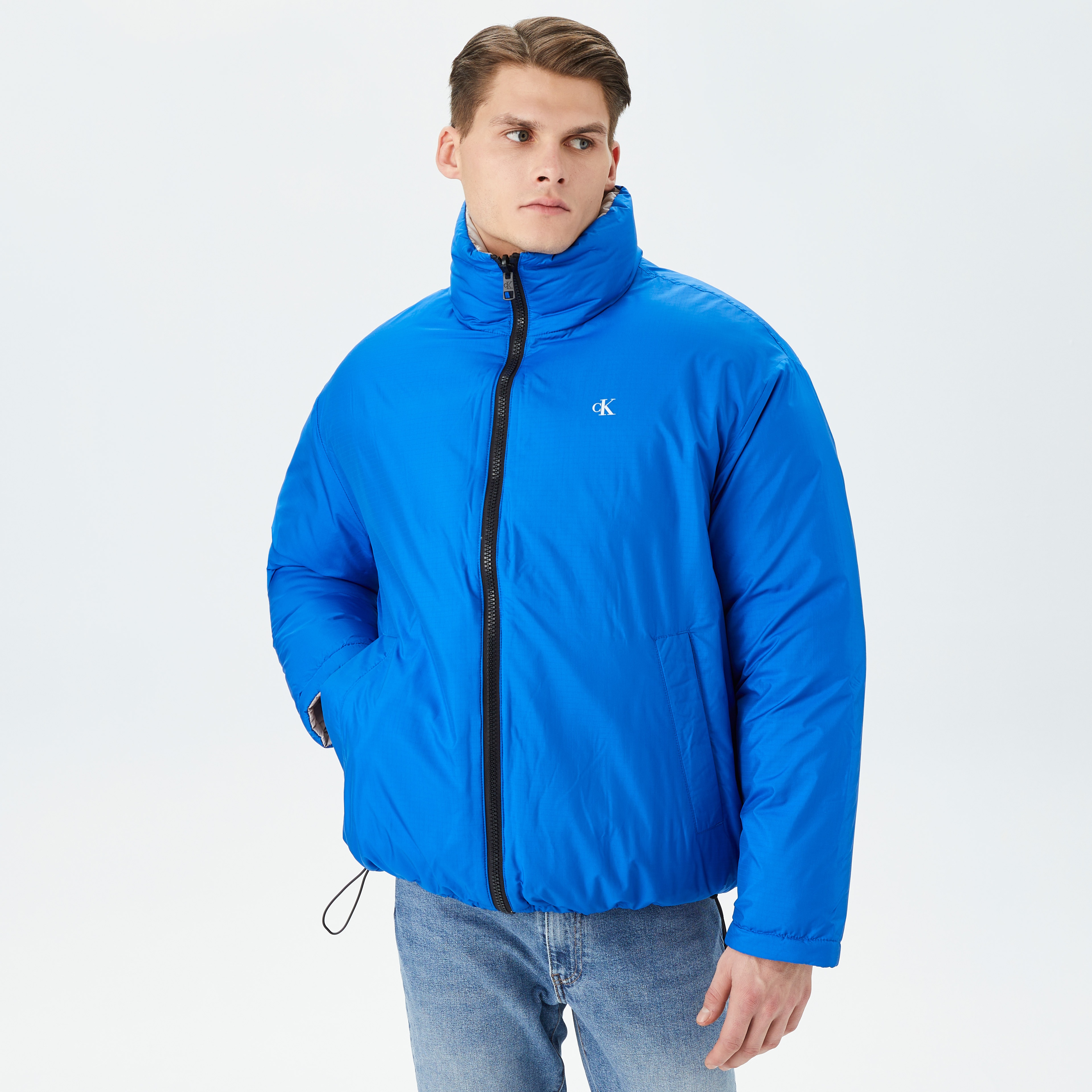 Calvin Klein Jeans Reversible 90S Puffer Erkek Mavi Mont