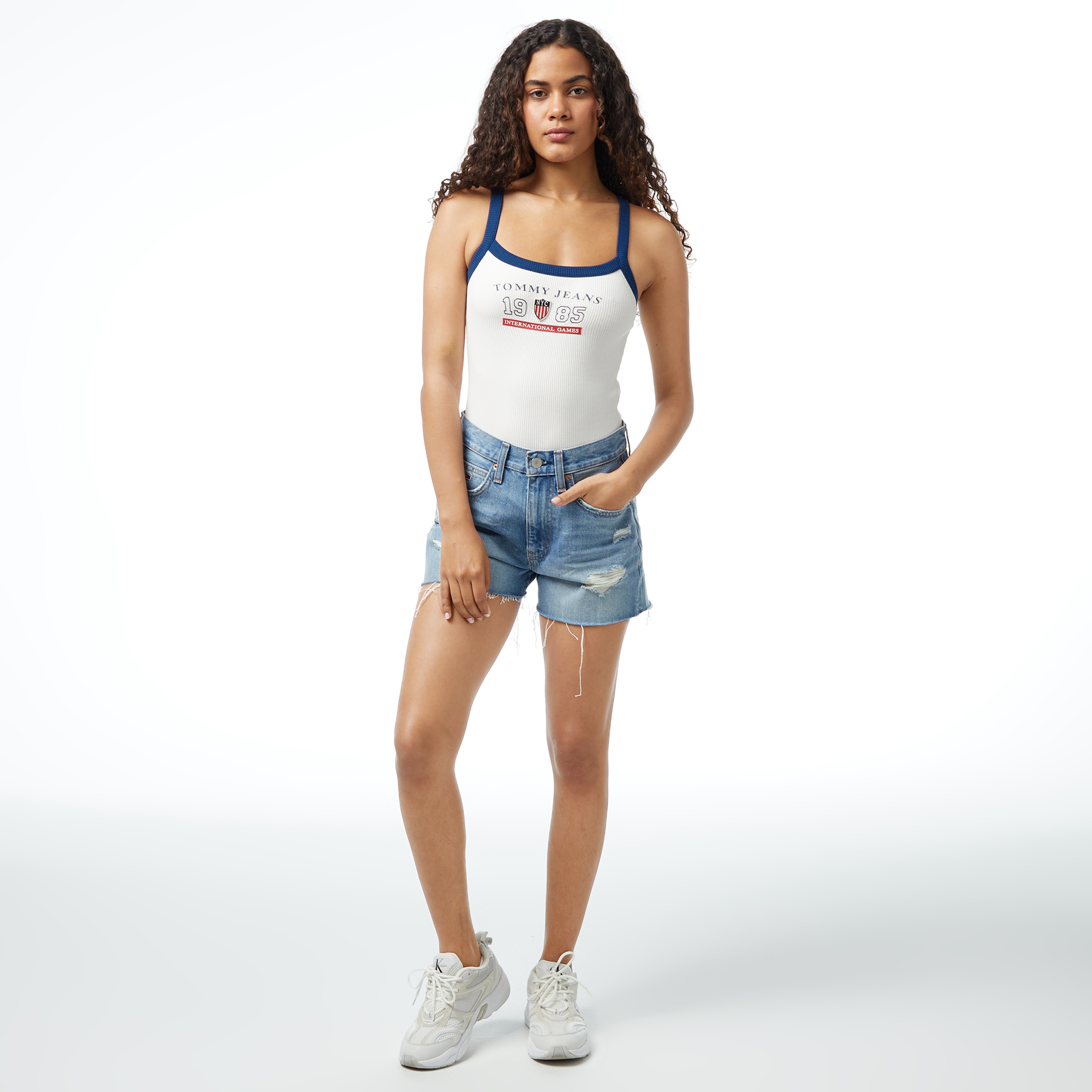 Tommy Jeans Archive Games Kadın Beyaz Bodysuit