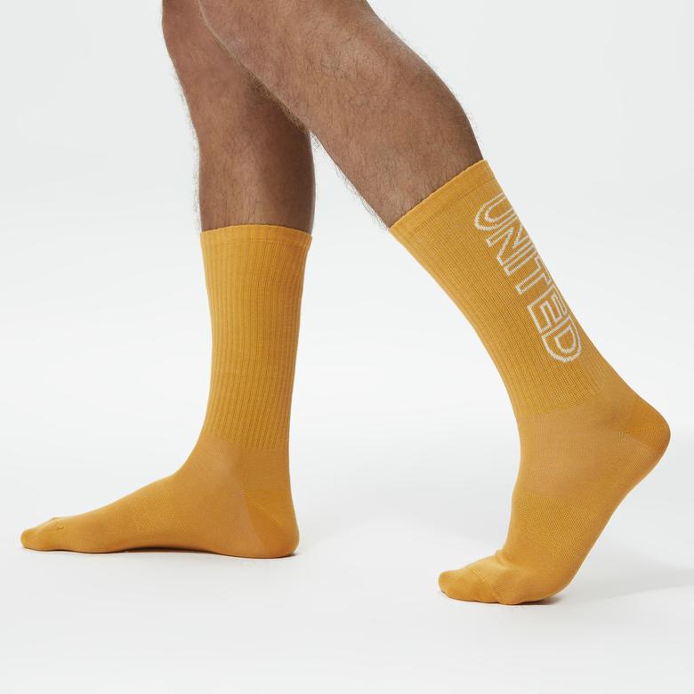 UNITED4 Unisex Turuncu/Beyaz/Mor 3'lü Çorap
