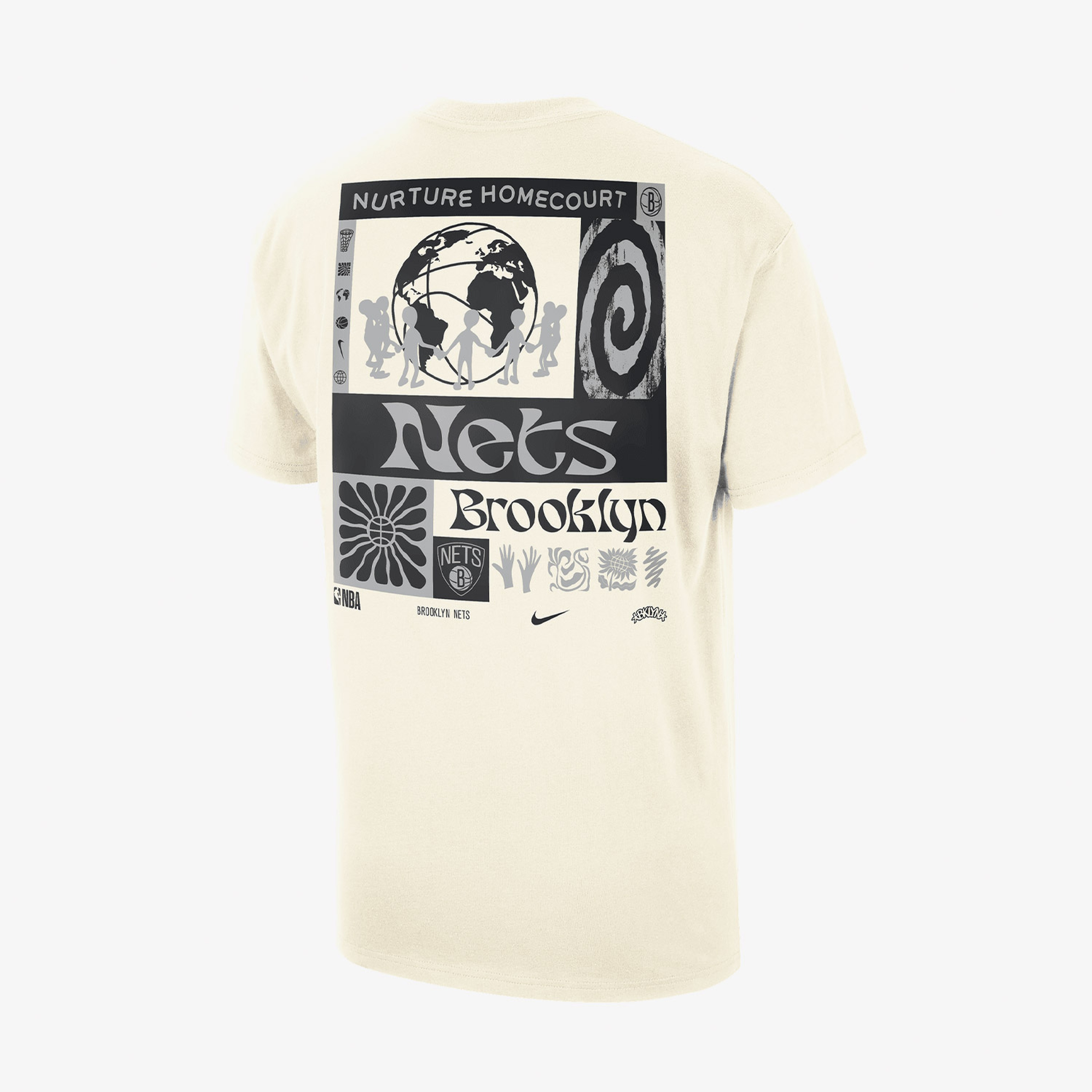 Nike NBA Courtside Oversize Brooklyn Nets Erkek Krem T-Shirt