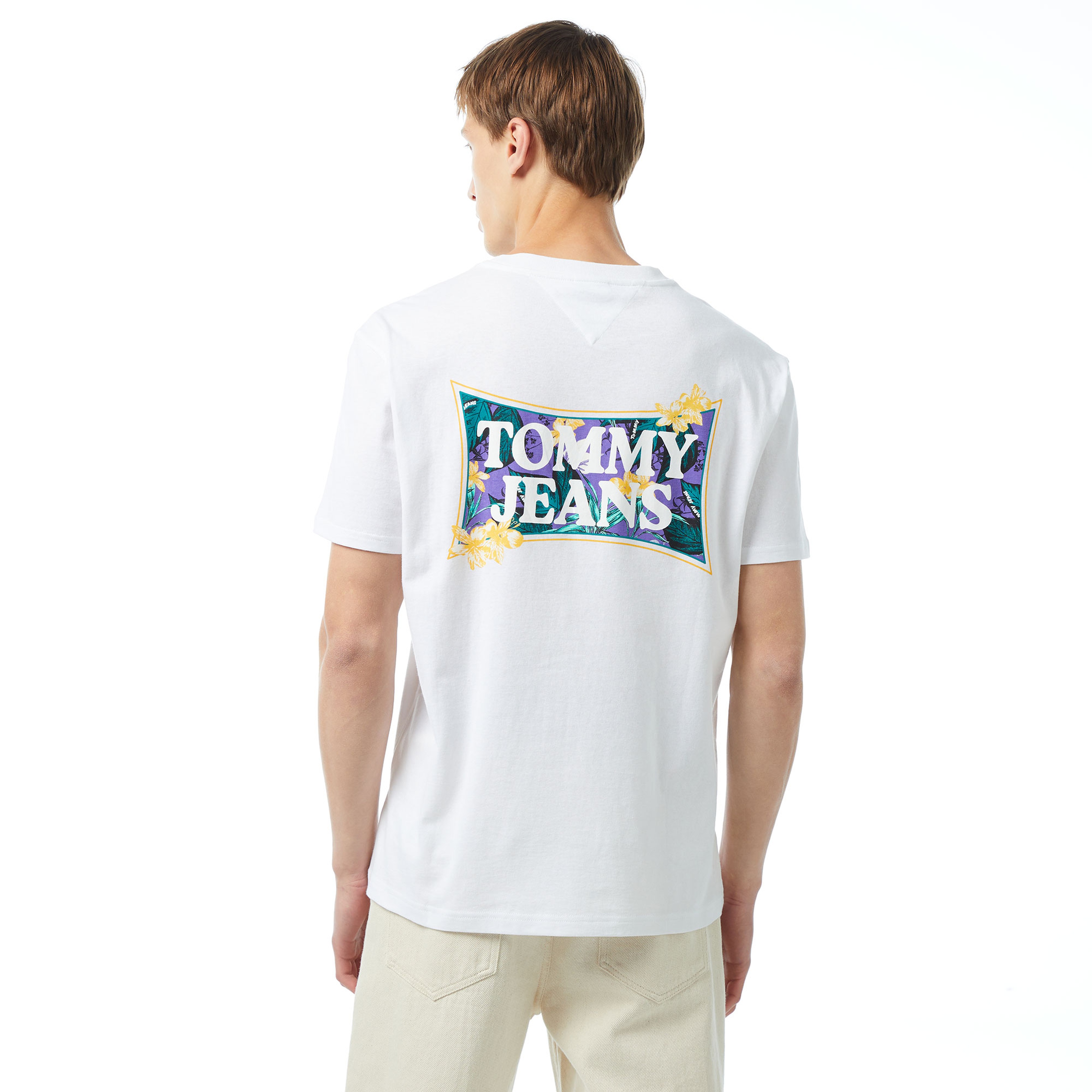 Tommy Jeans Reg Flower Power Erkek Beyaz T-Shirt