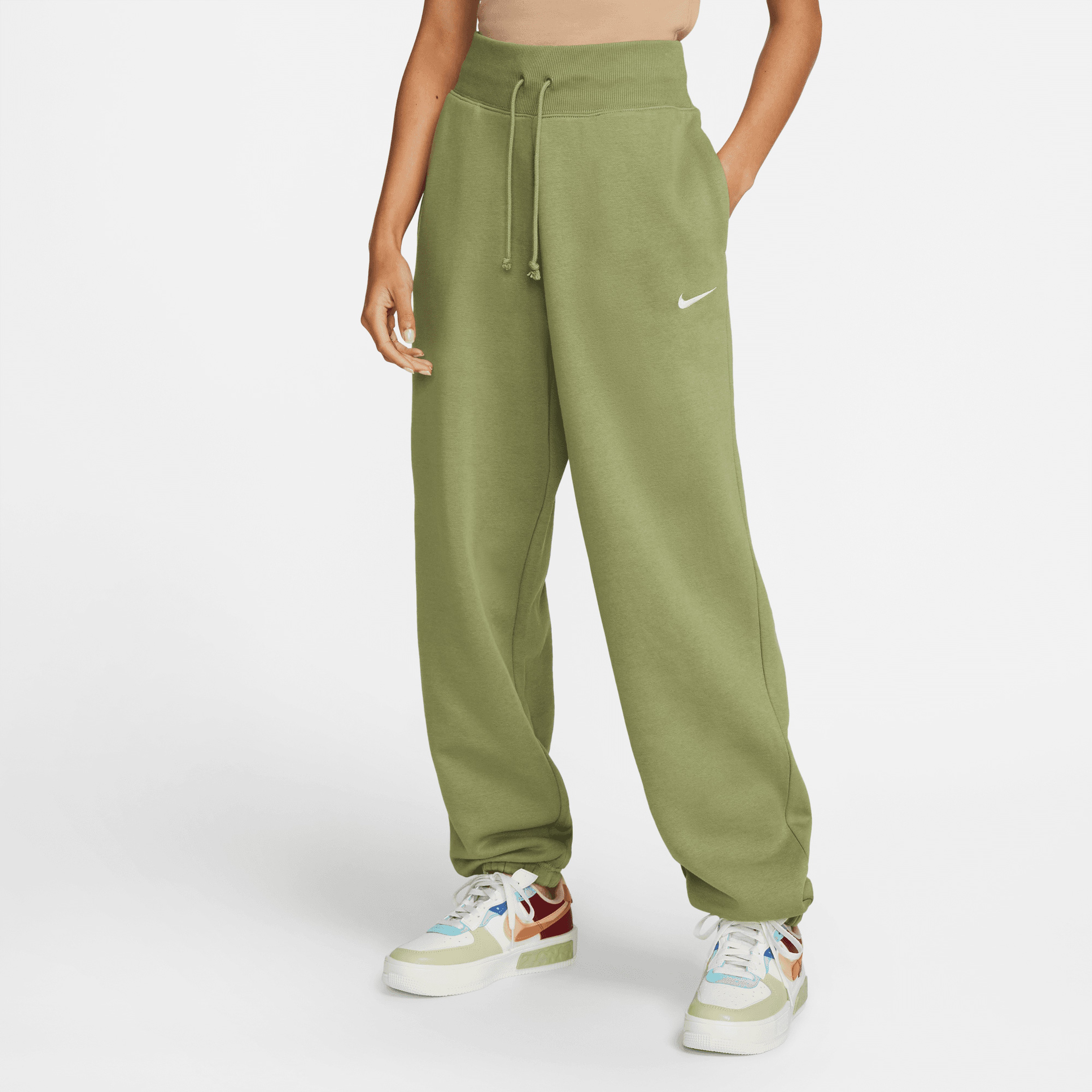 Nike Sportswear Phoenix Fleece High-Waisted Kadın Yeşil Eşofman