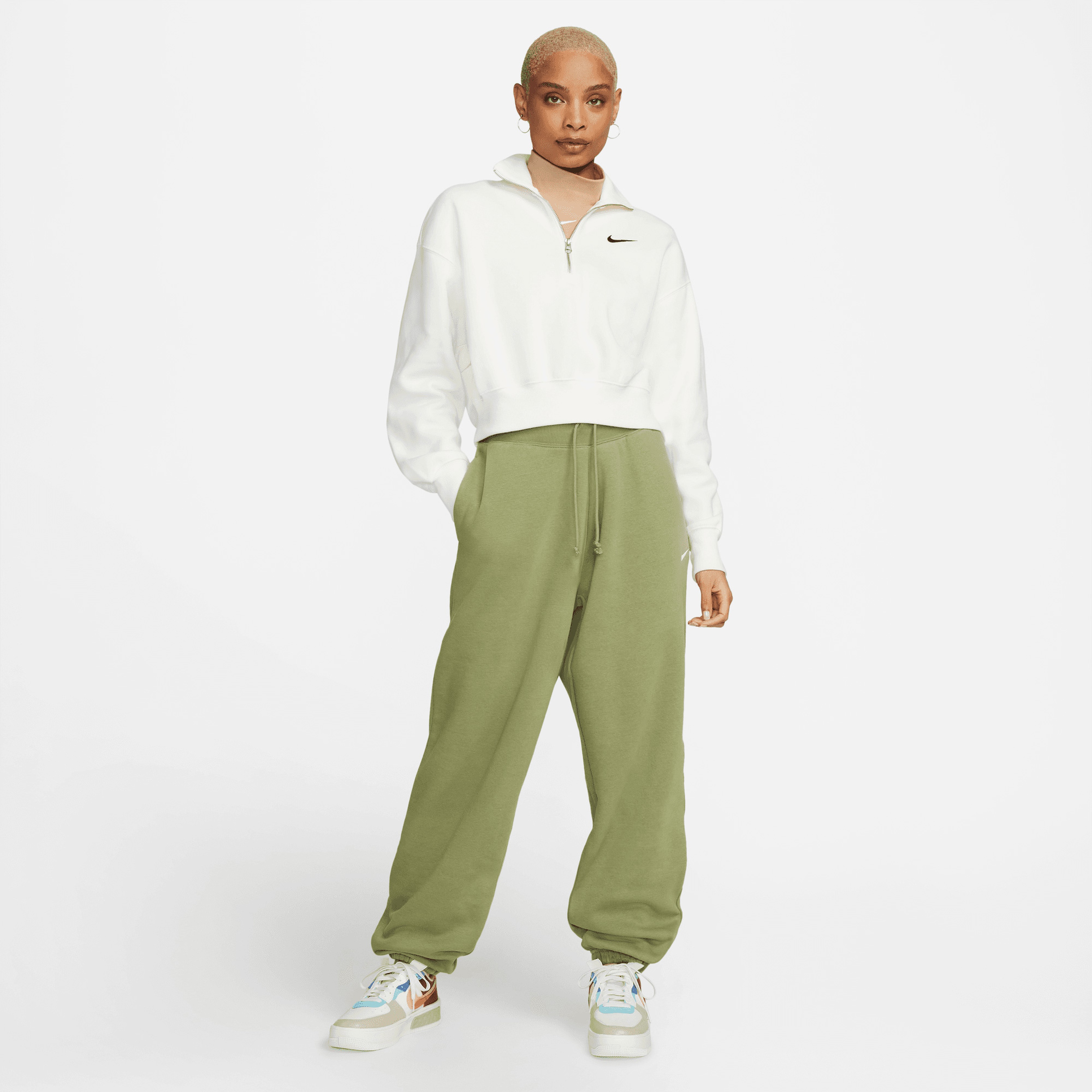 Nike Sportswear Phoenix Fleece High-Waisted Kadın Yeşil Eşofman