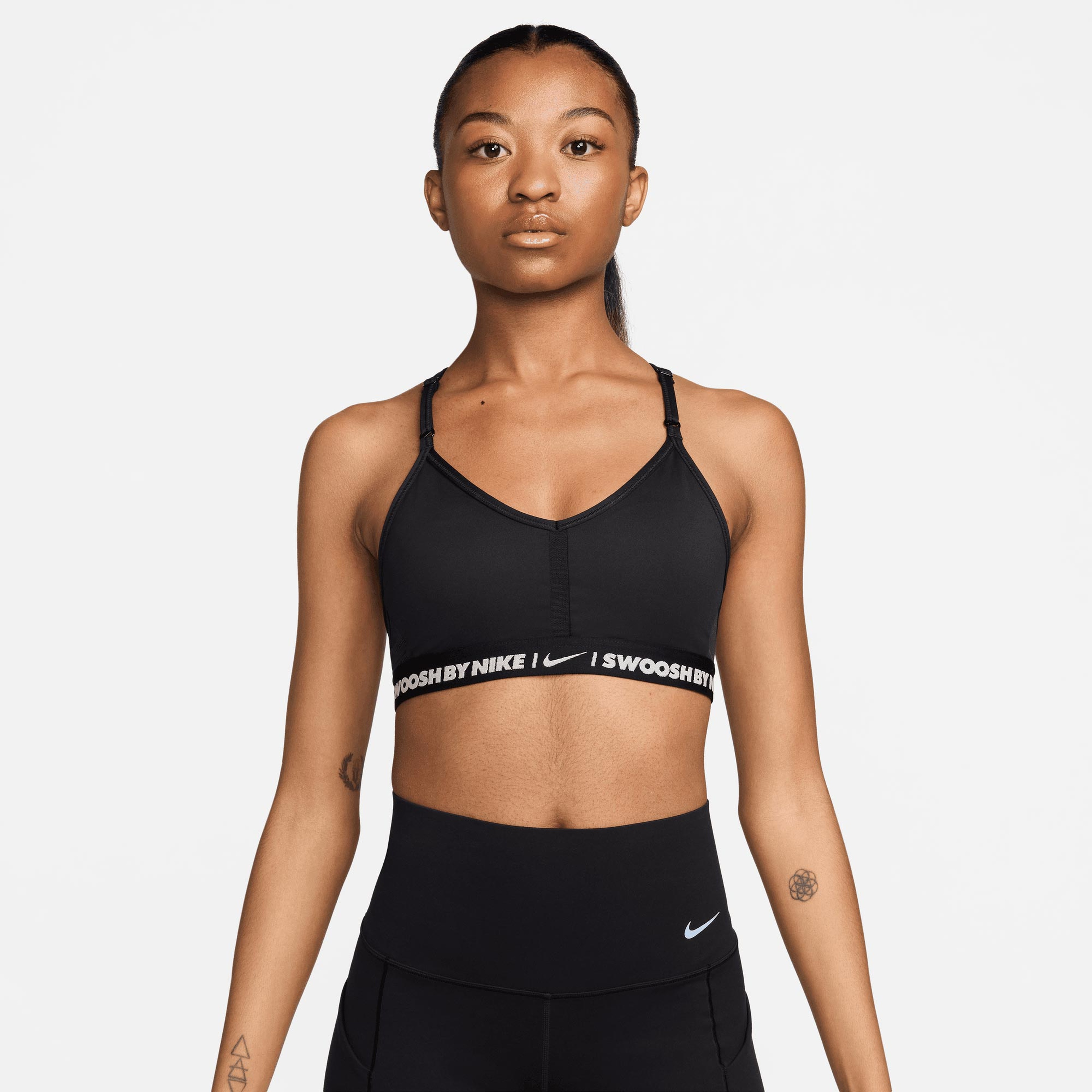 Nike Indy Light-Support Padded V-Neck Sports Kadın Siyah Bra