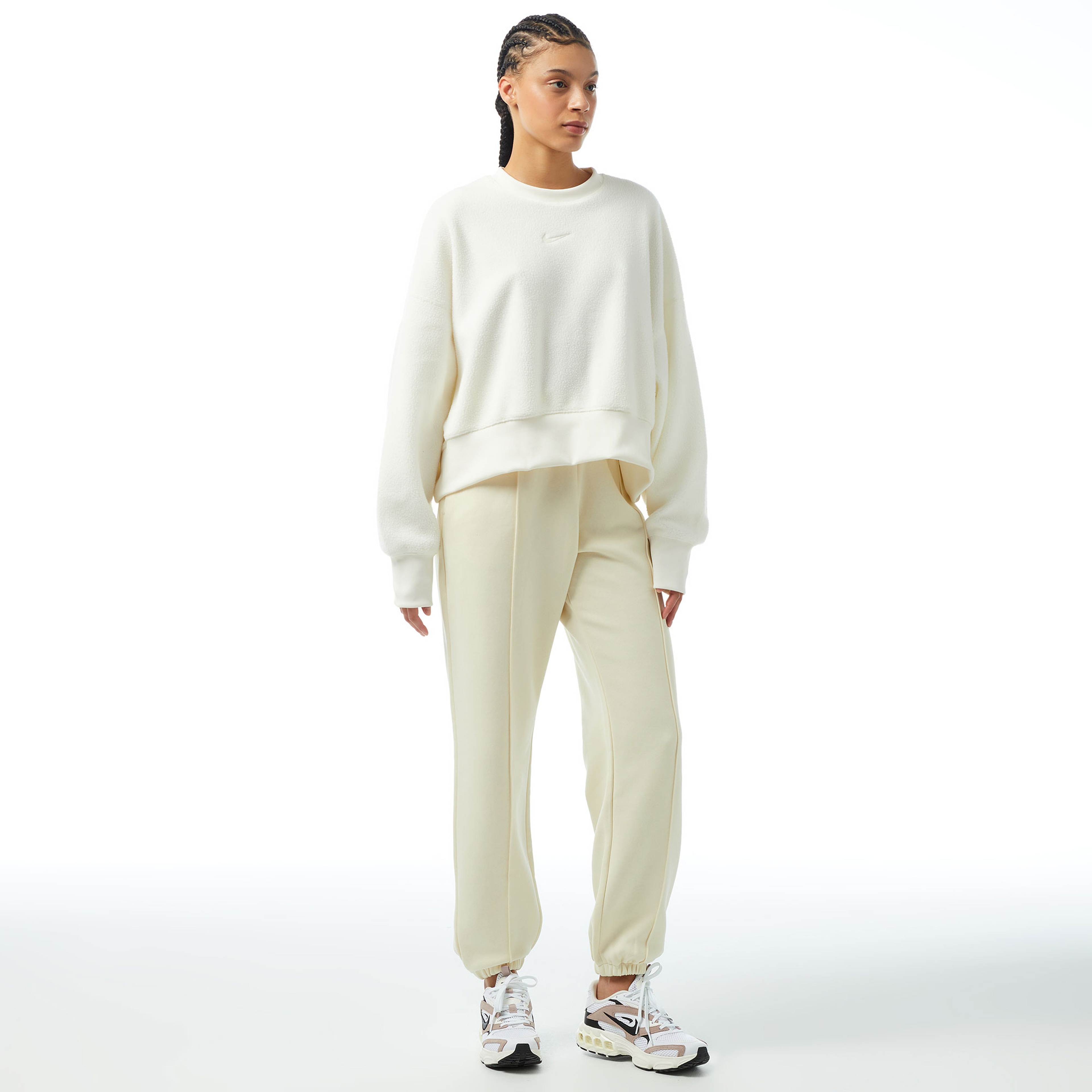 Nike Sportswear Plush Mod Cropped Crew-Neck Kadın Beyaz Sweatshirt