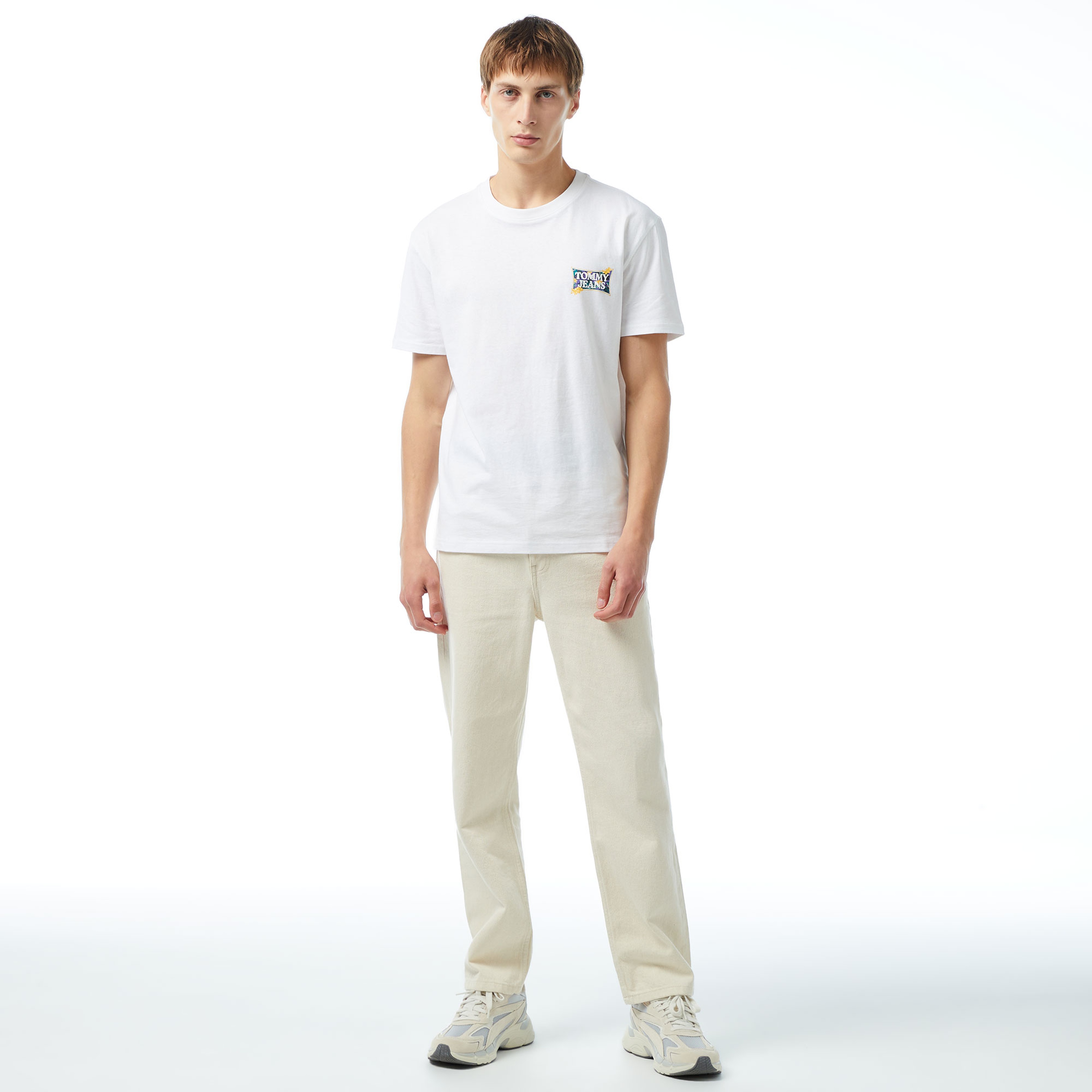 Tommy Jeans Reg Flower Power Erkek Beyaz T-Shirt