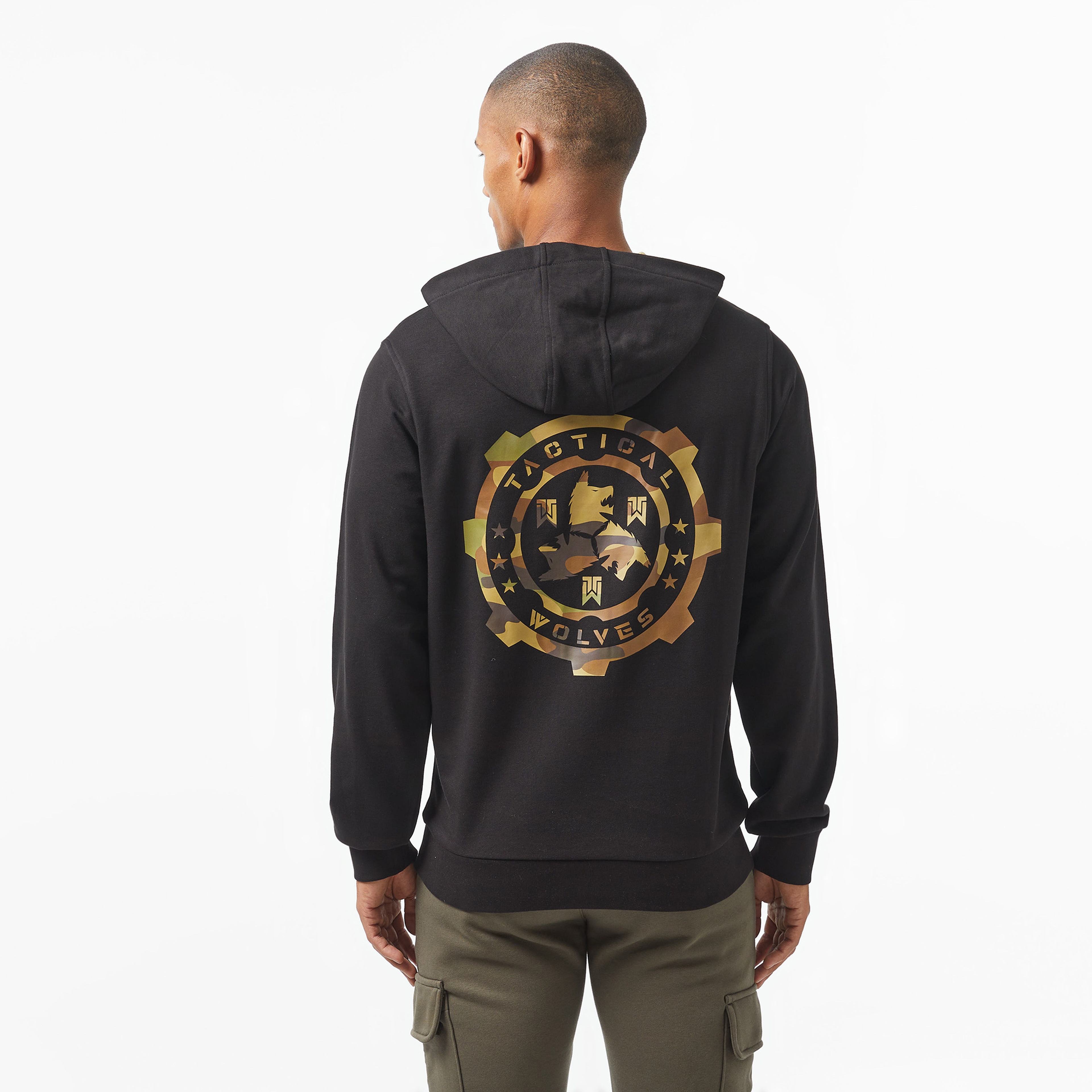 Tactical Wolves Oversize Kamuflaj Erkek Siyah Sweatshirt