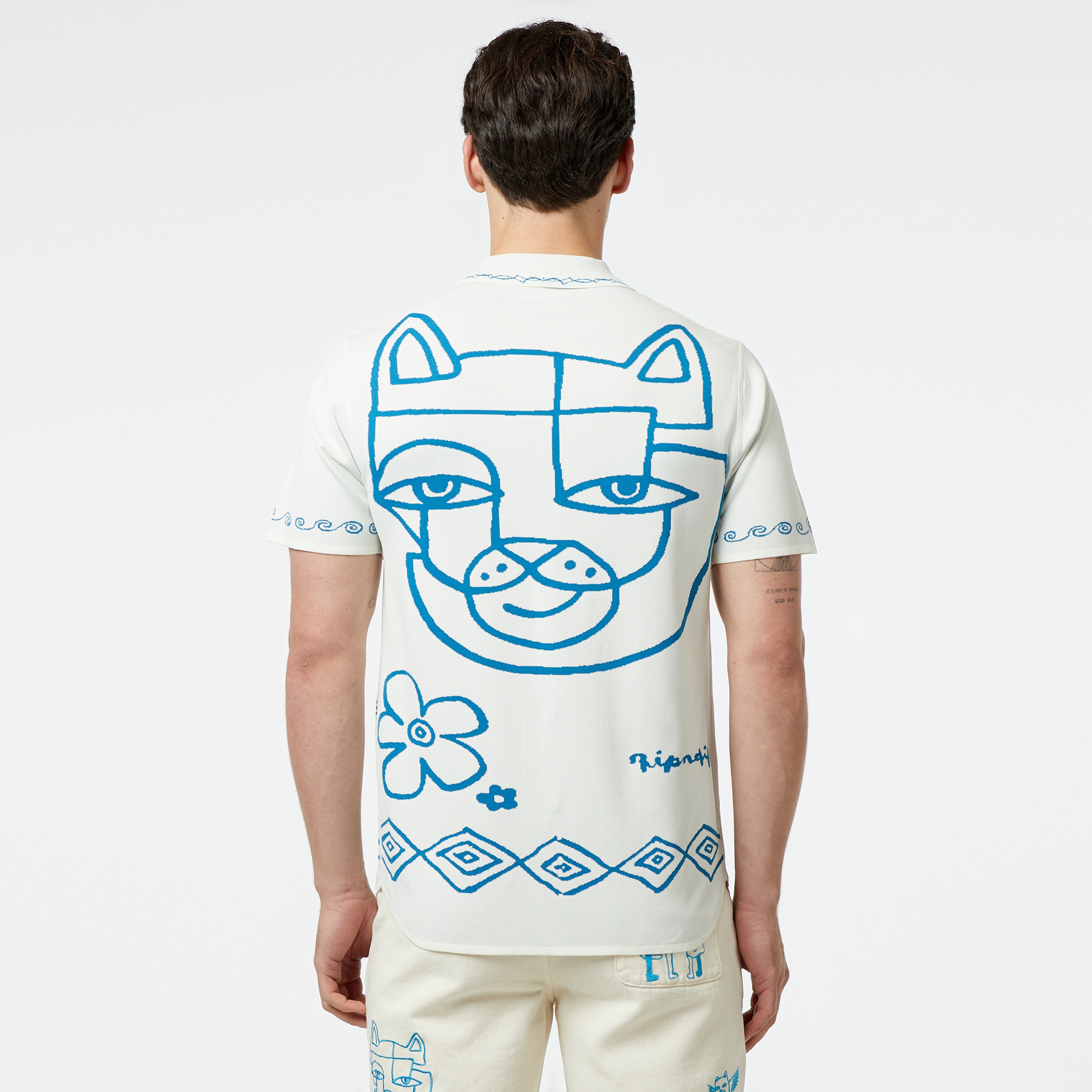 Ripndip Blonded Knitted Button Up Erkek Beyaz Gömlek