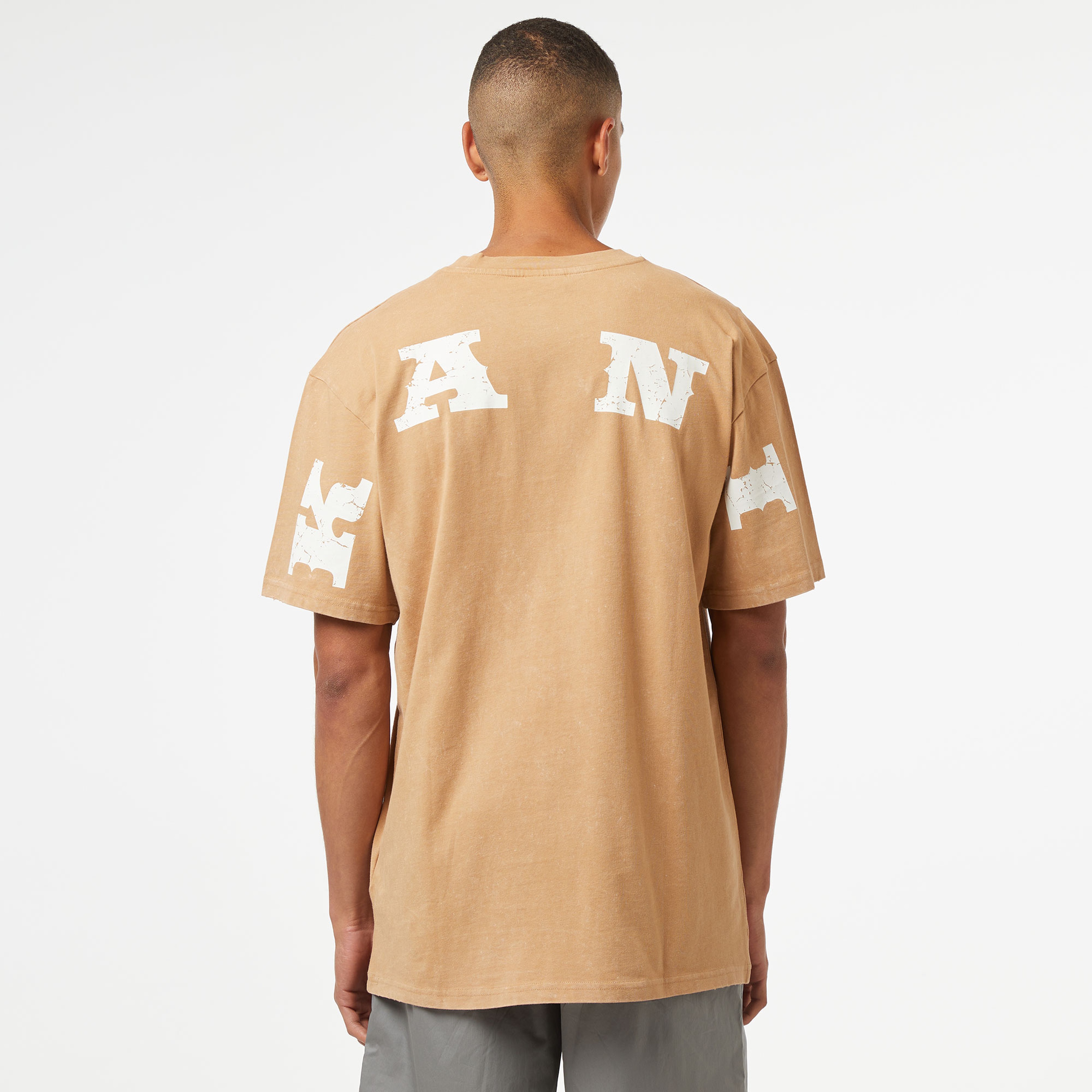 Karl Kani Small Sign. Distressed Heavy Jersey Erkek Krem T-Shirt