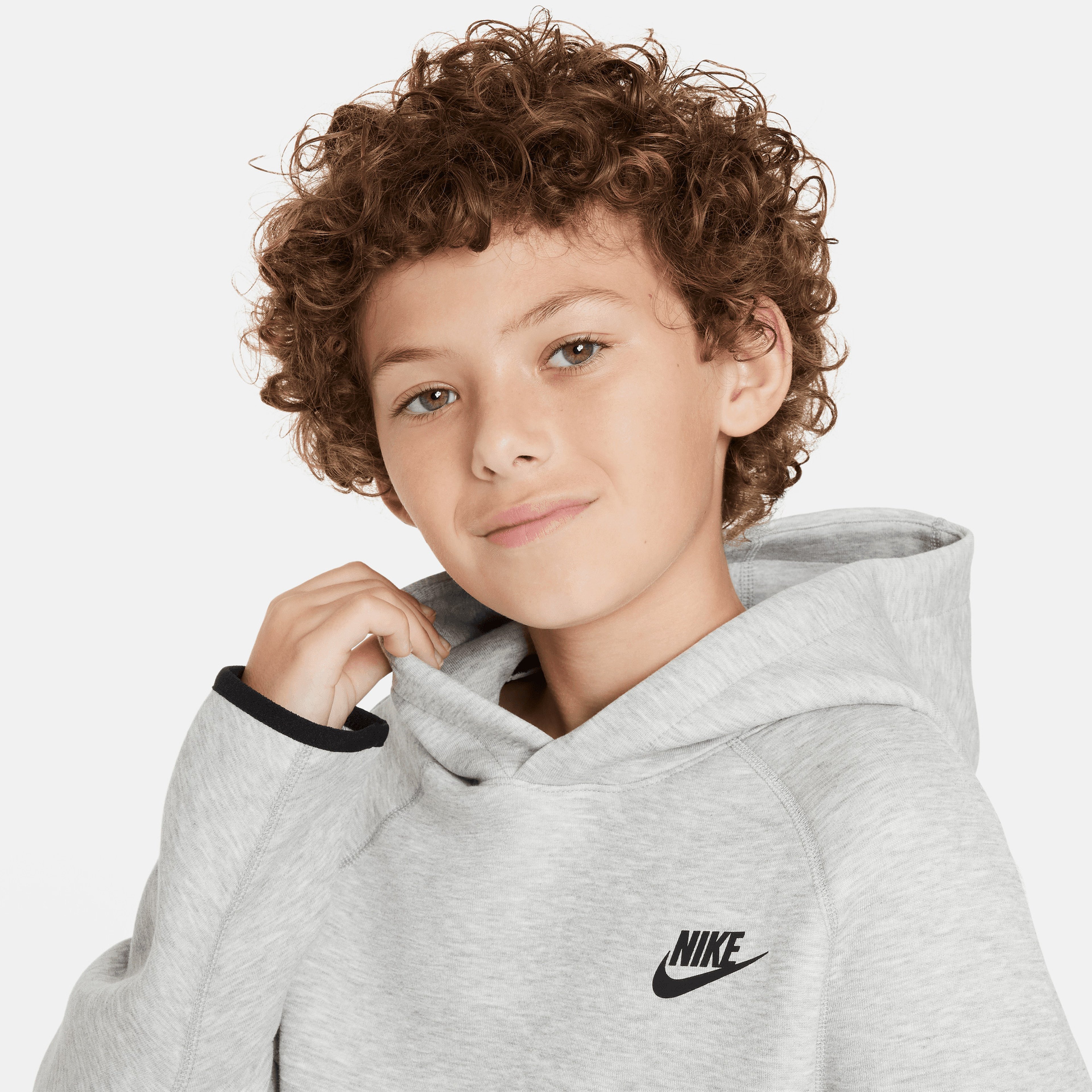 Nike Sportswear Tech Flc Po Çocuk Gri Hoodie