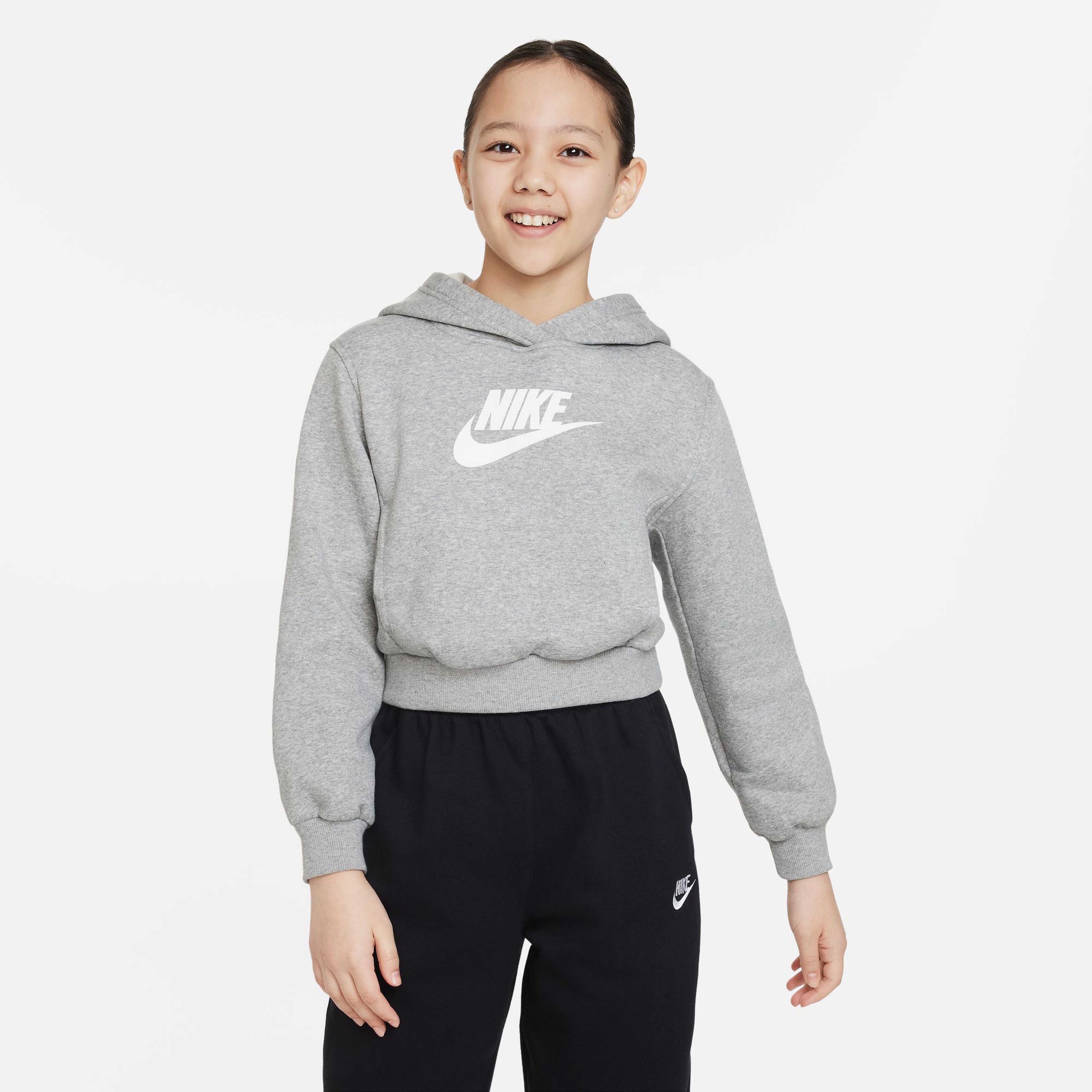 Nike Sportswear Club Fleece Çocuk Gri Crop Hoodie