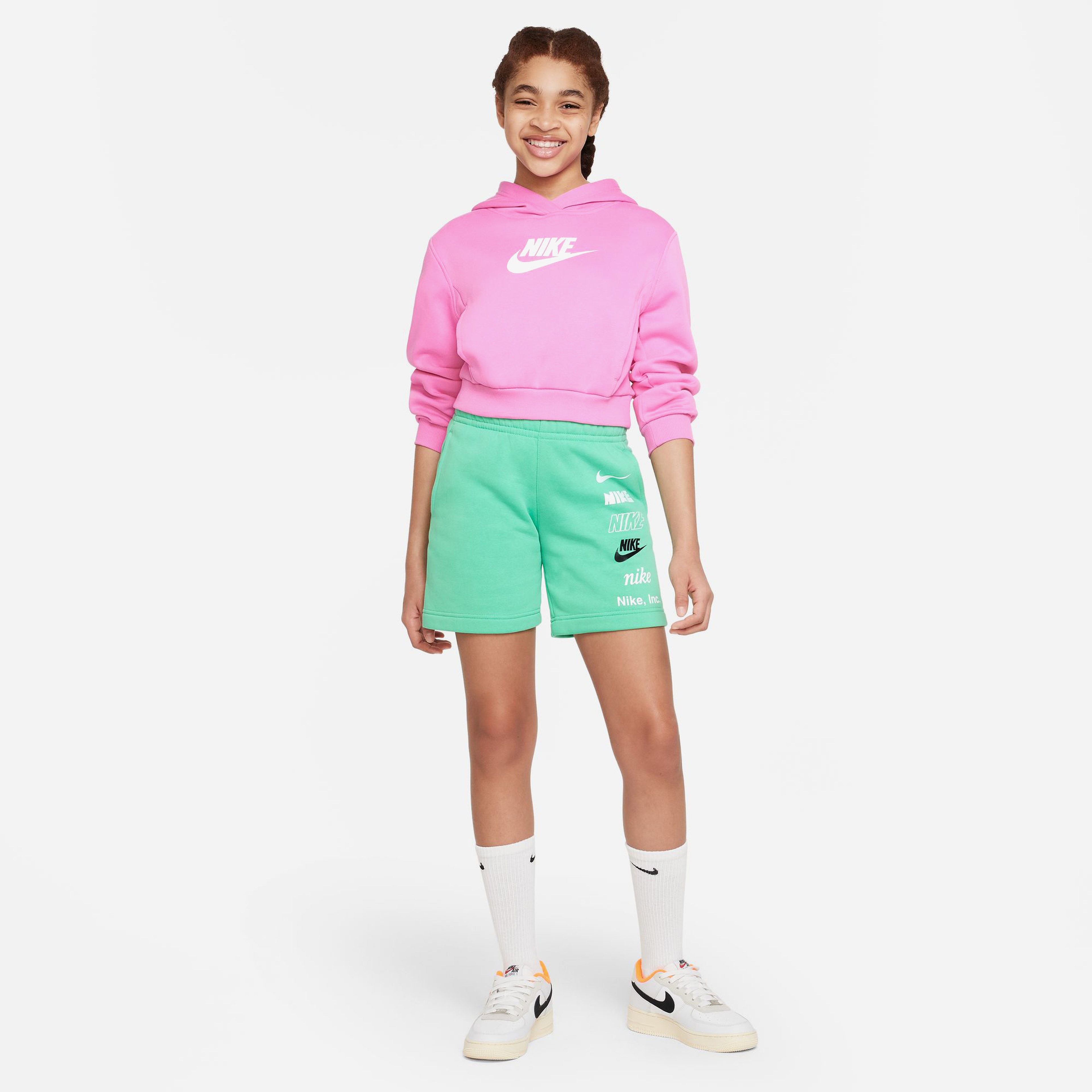 Nike Sportswear Club Fleece Çocuk Pembe Crop Hoodie