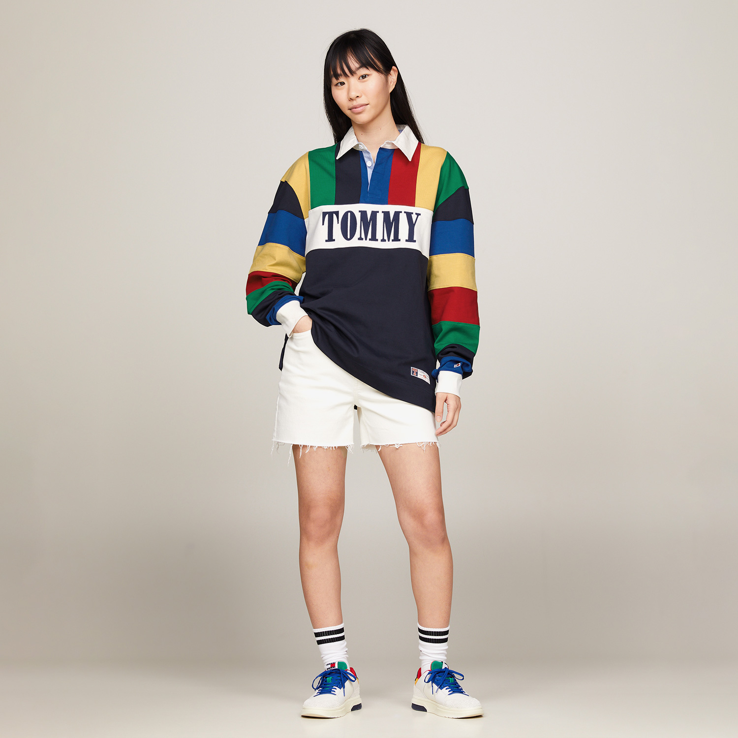 Tommy Jeans Tju Archive Games Multi Rugby Kadın Mavi Sweatshirt
