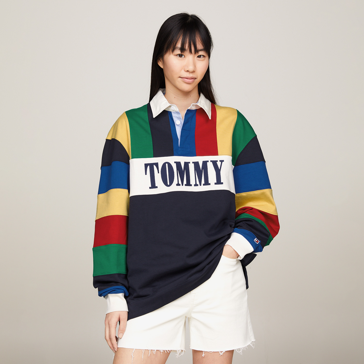 Tommy Jeans Tju Archive Games Multi Rugby Kadın Mavi Sweatshirt