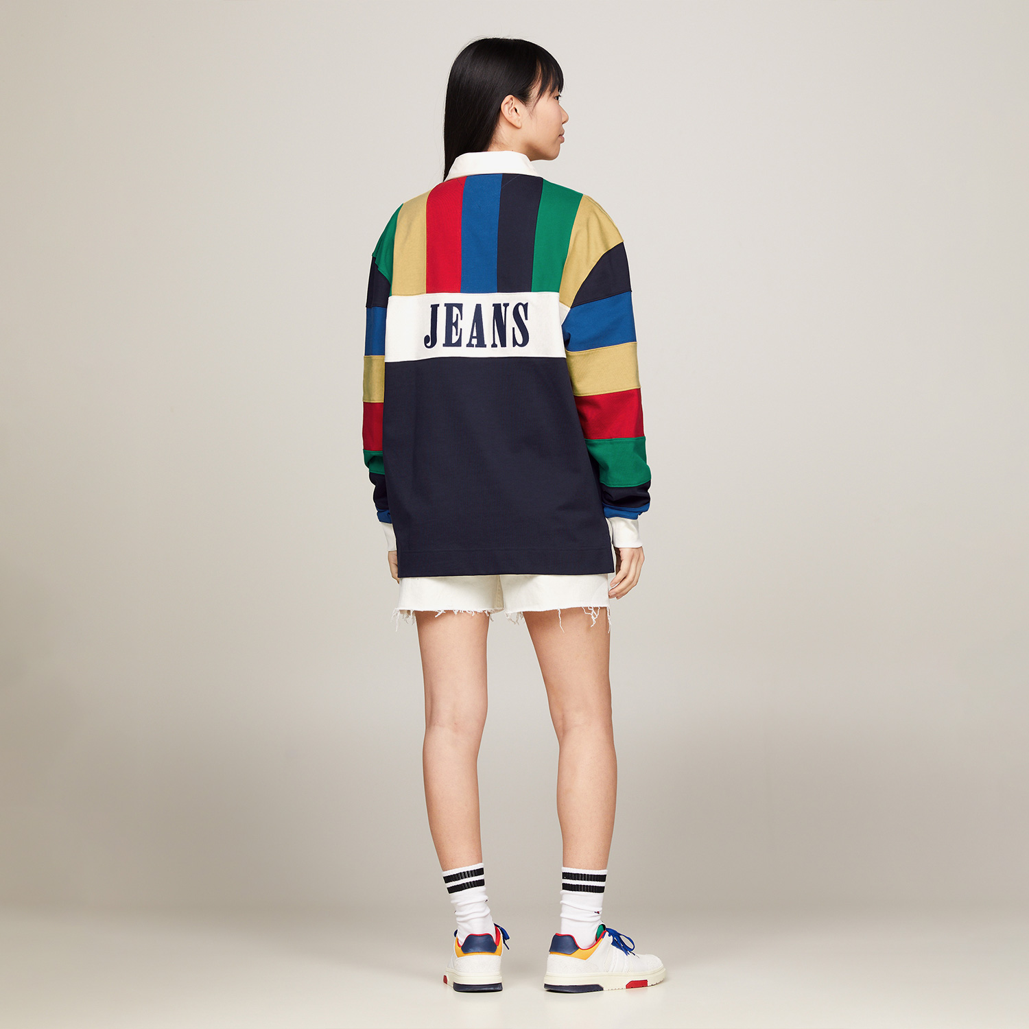 Tommy Jeans Tju Archive Games Multi Rugby Kadın Mavi Sweatshirt