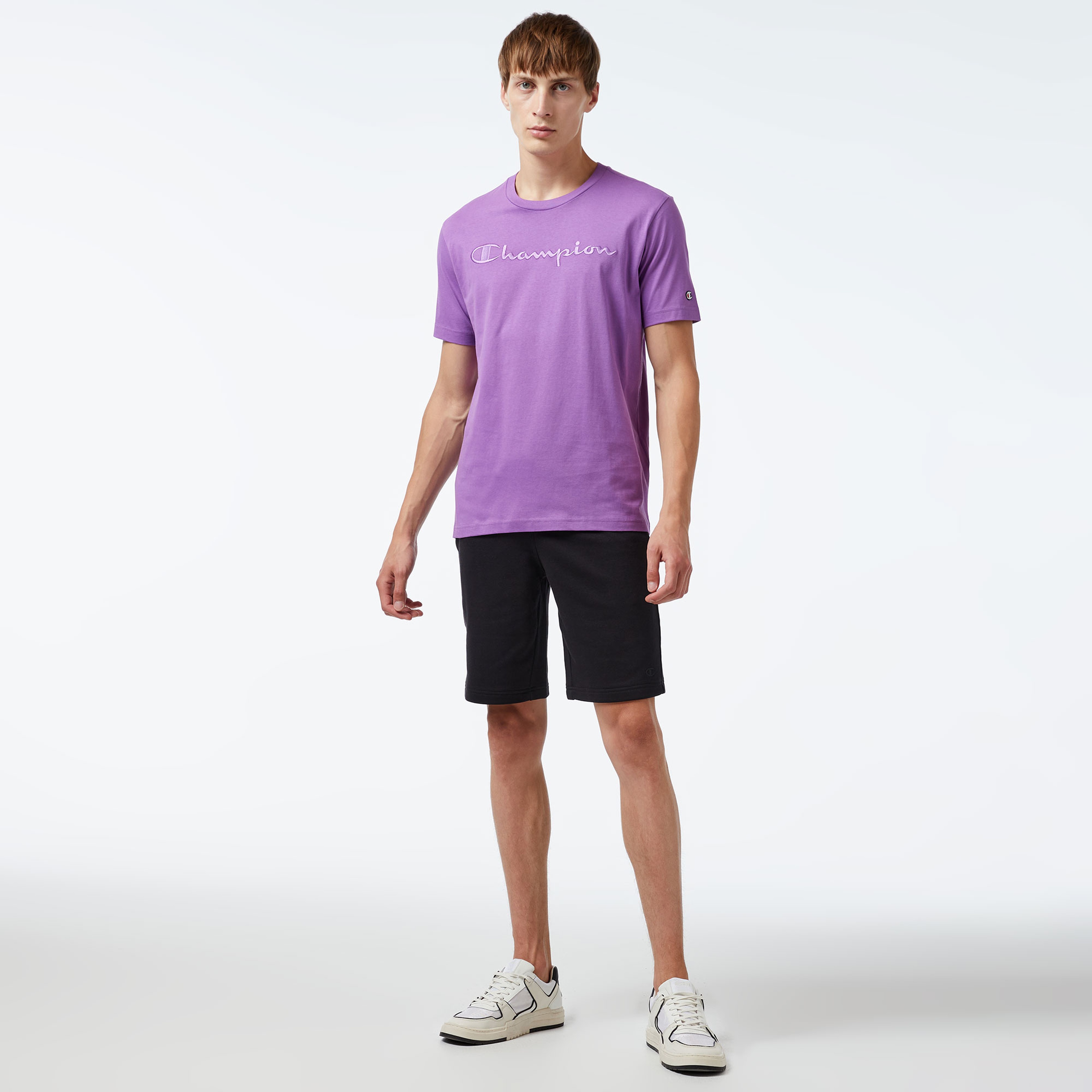 Champion Crewneck Erkek Mor T-Shirt