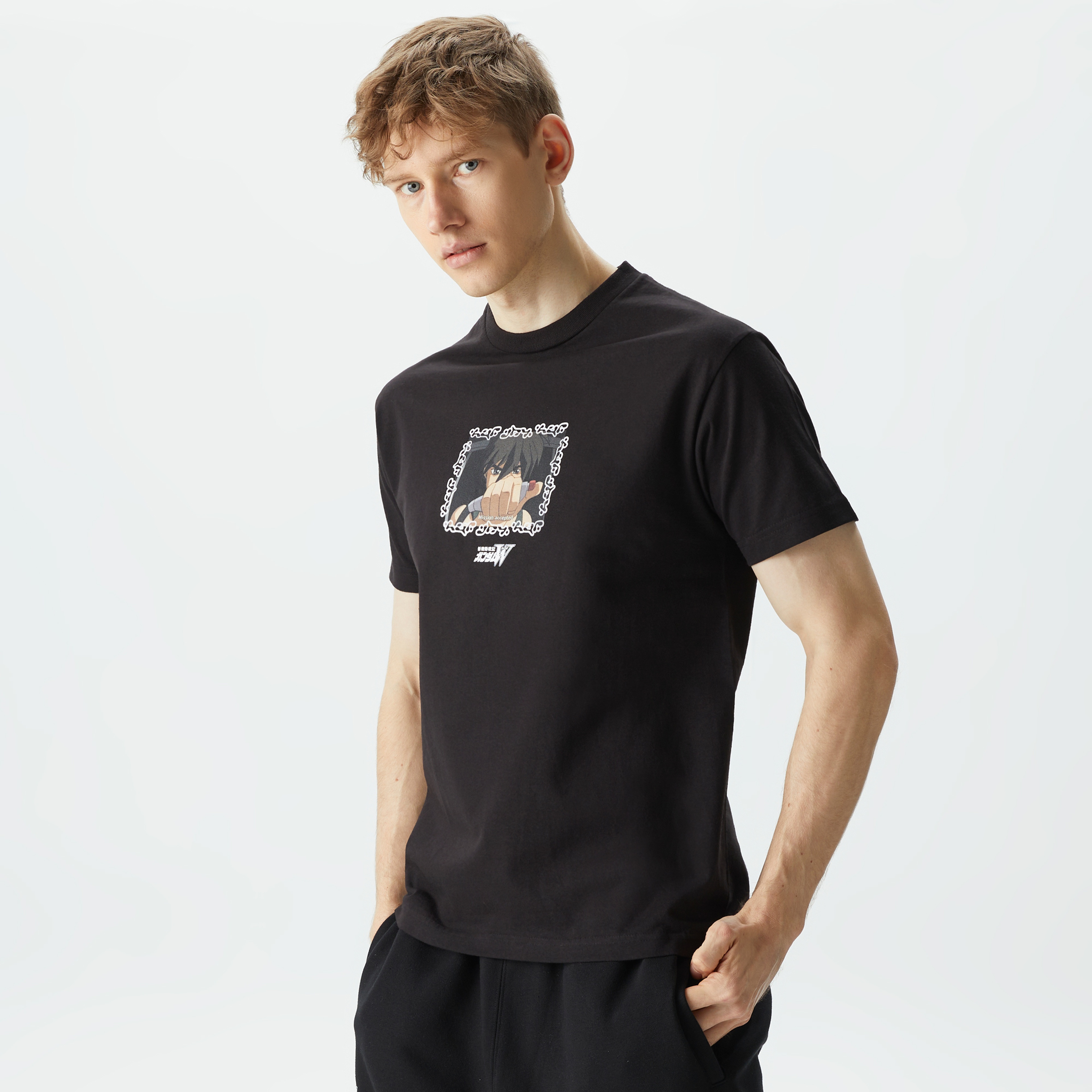 HUF x Gundam Heero Erkek Siyah T-Shirt