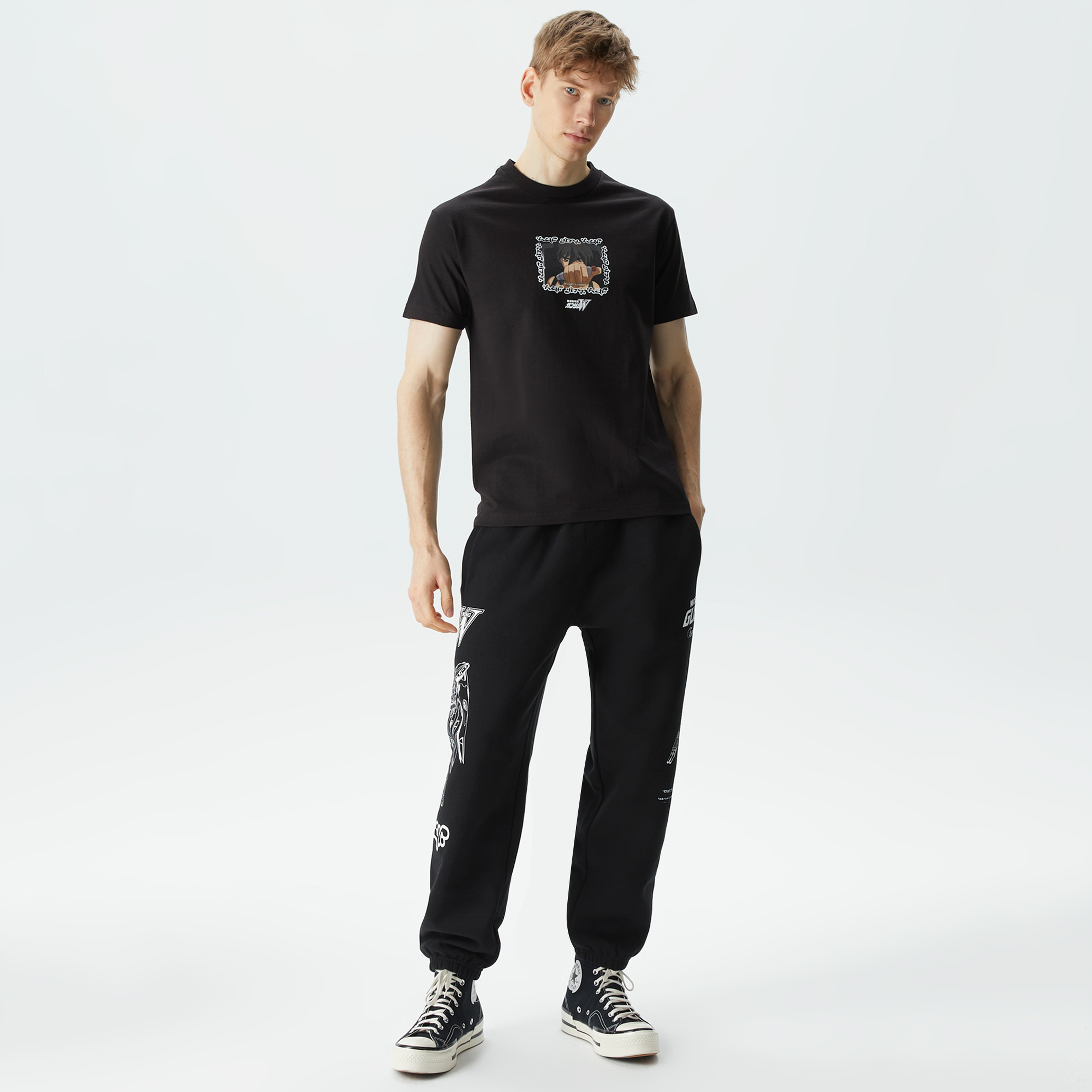 HUF x Gundam Heero Erkek Siyah T-Shirt