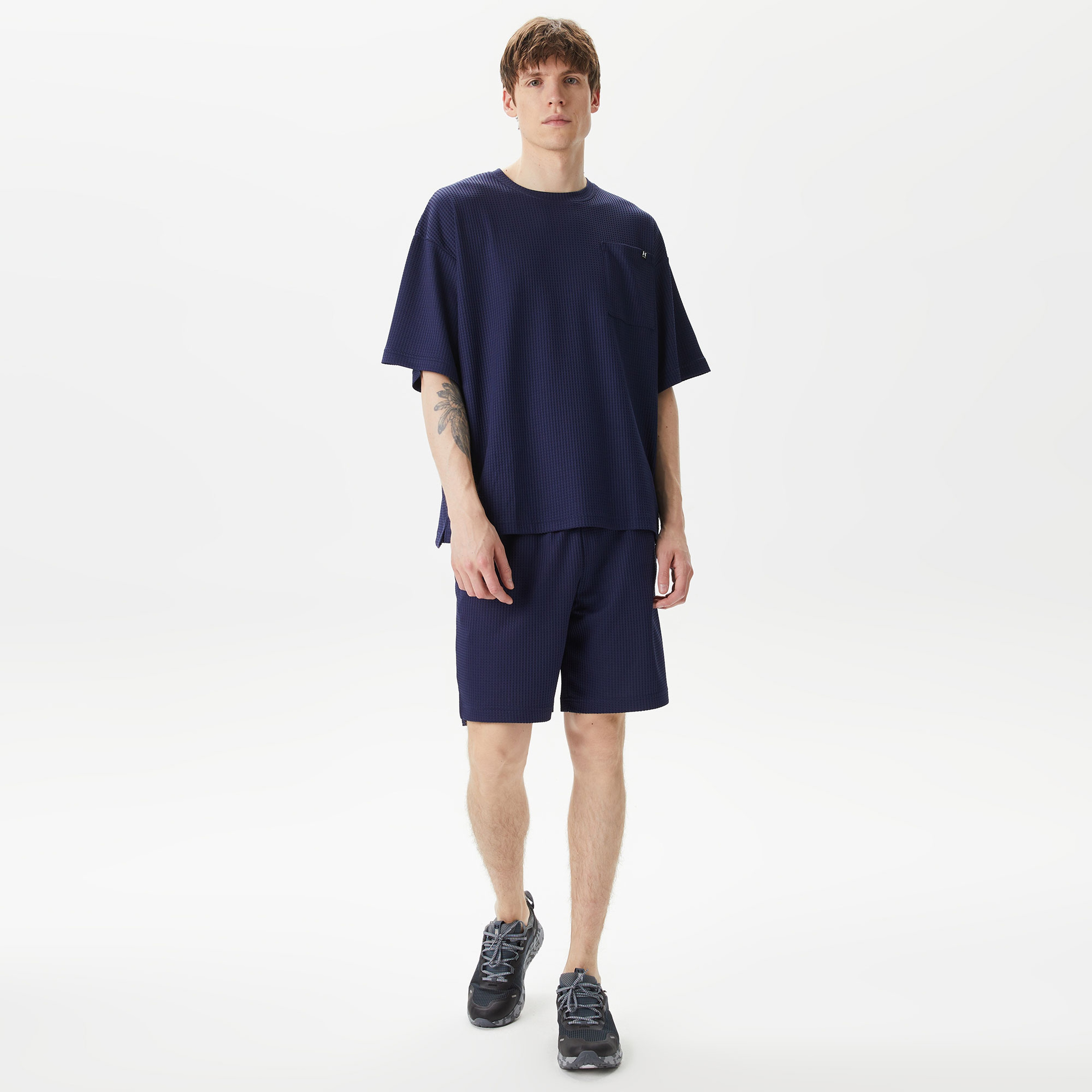 Under Armour Rival Waffle Crew Erkek Lacivert T-Shirt