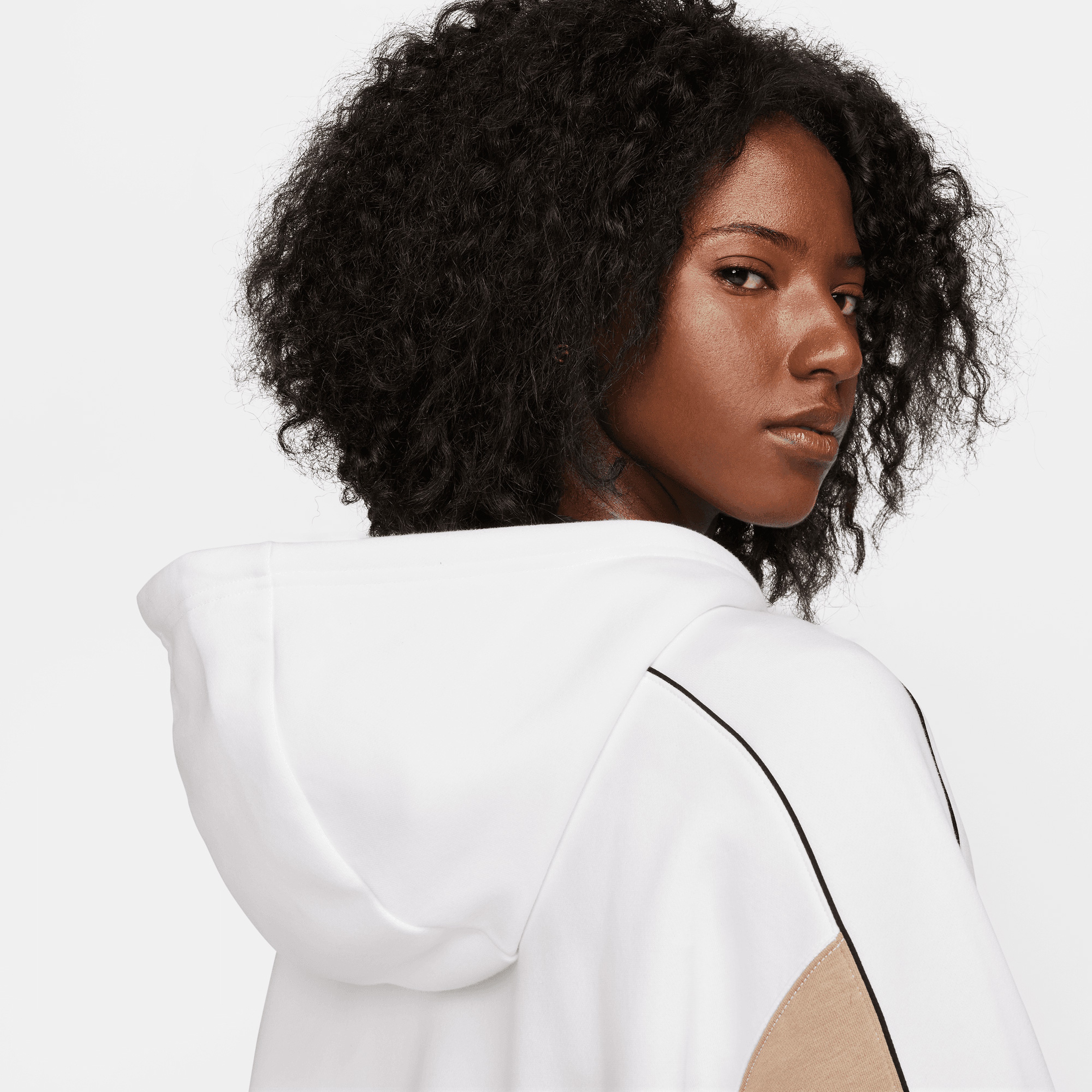 Nike Sportswear Kadın Beyaz/Kahverengi Hoodie