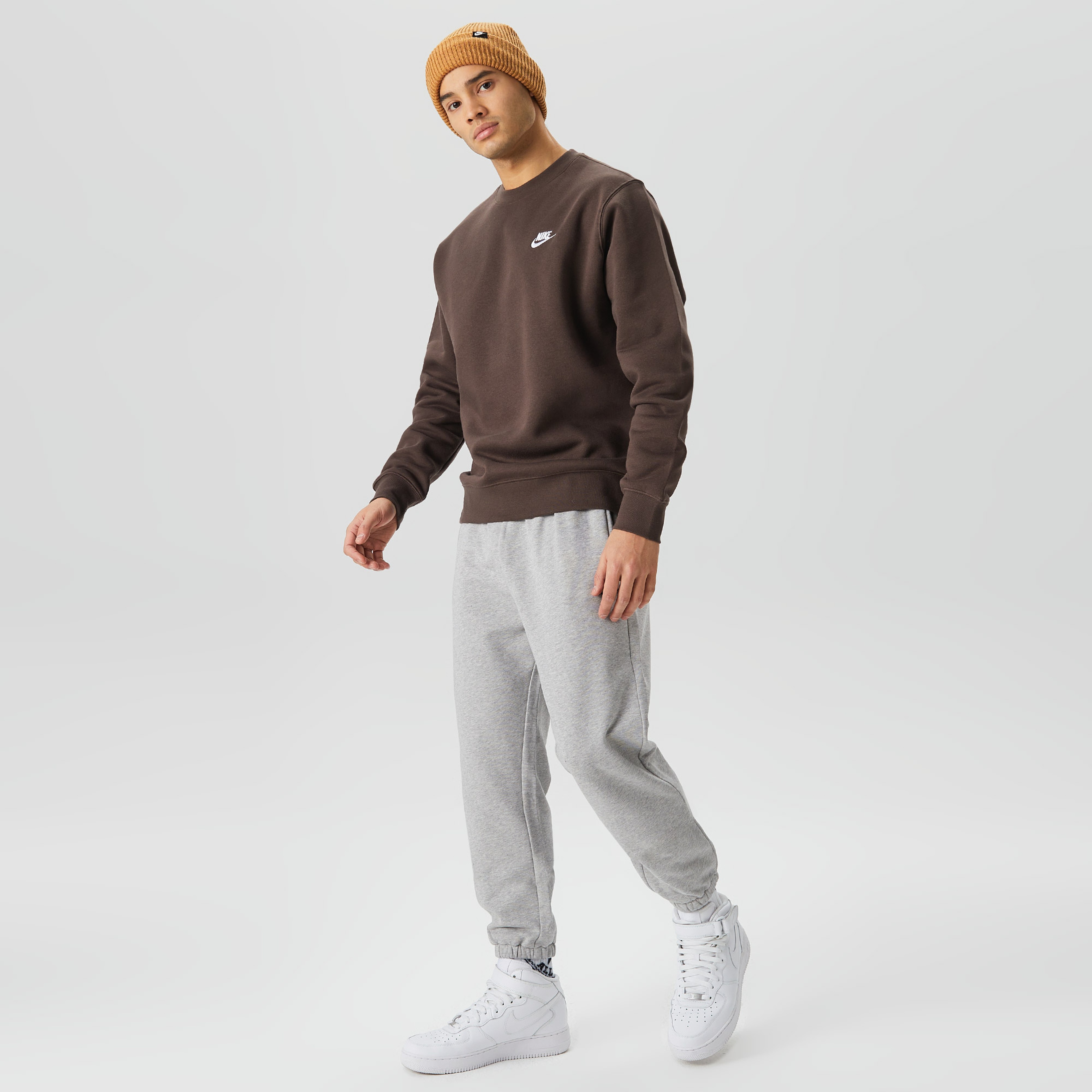 Nike Club Brushed Back Unisex Kahverengi Sweatshirt