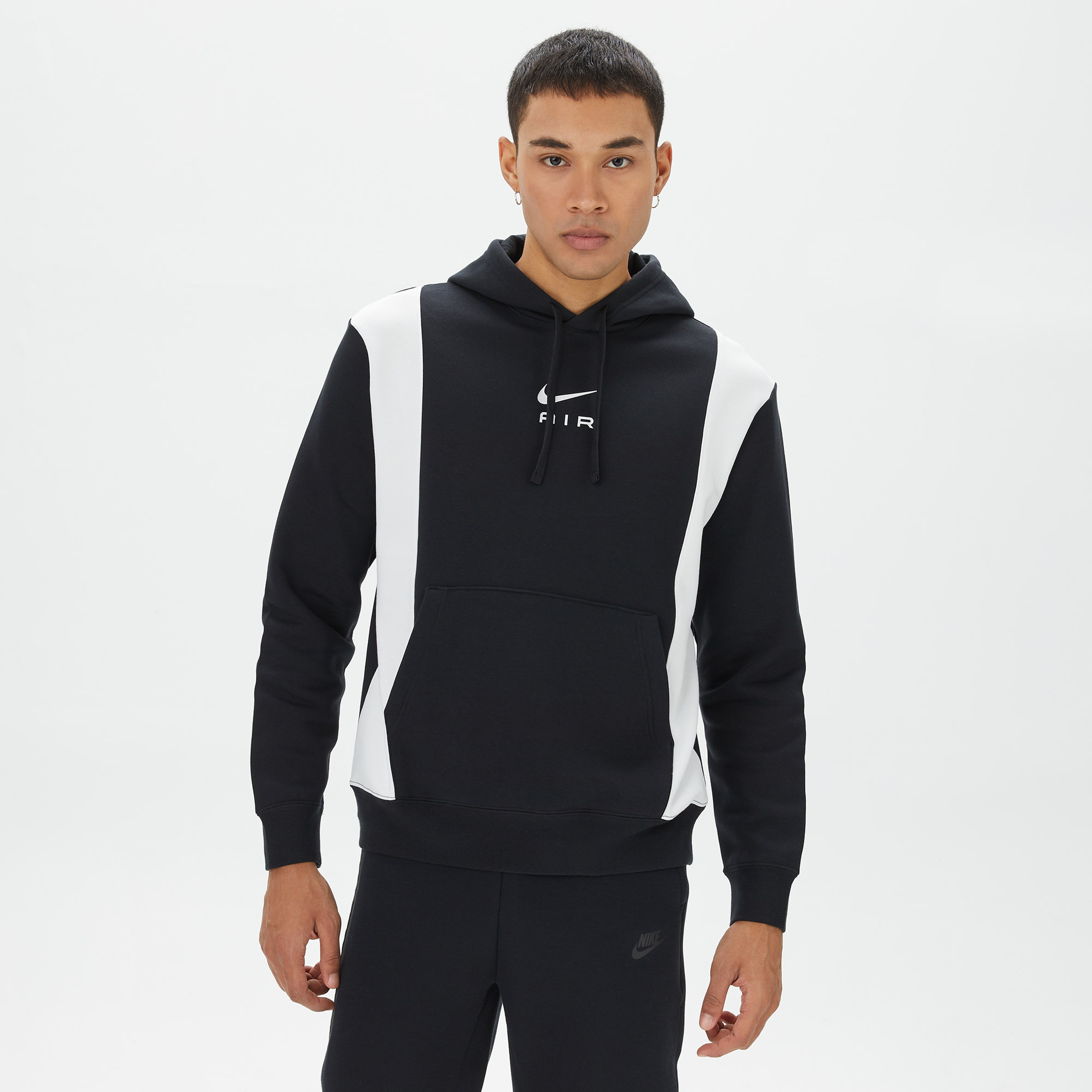 Nike Sportswear Swoosh Air Pullover Fleece Erkek Siyah Hoodie