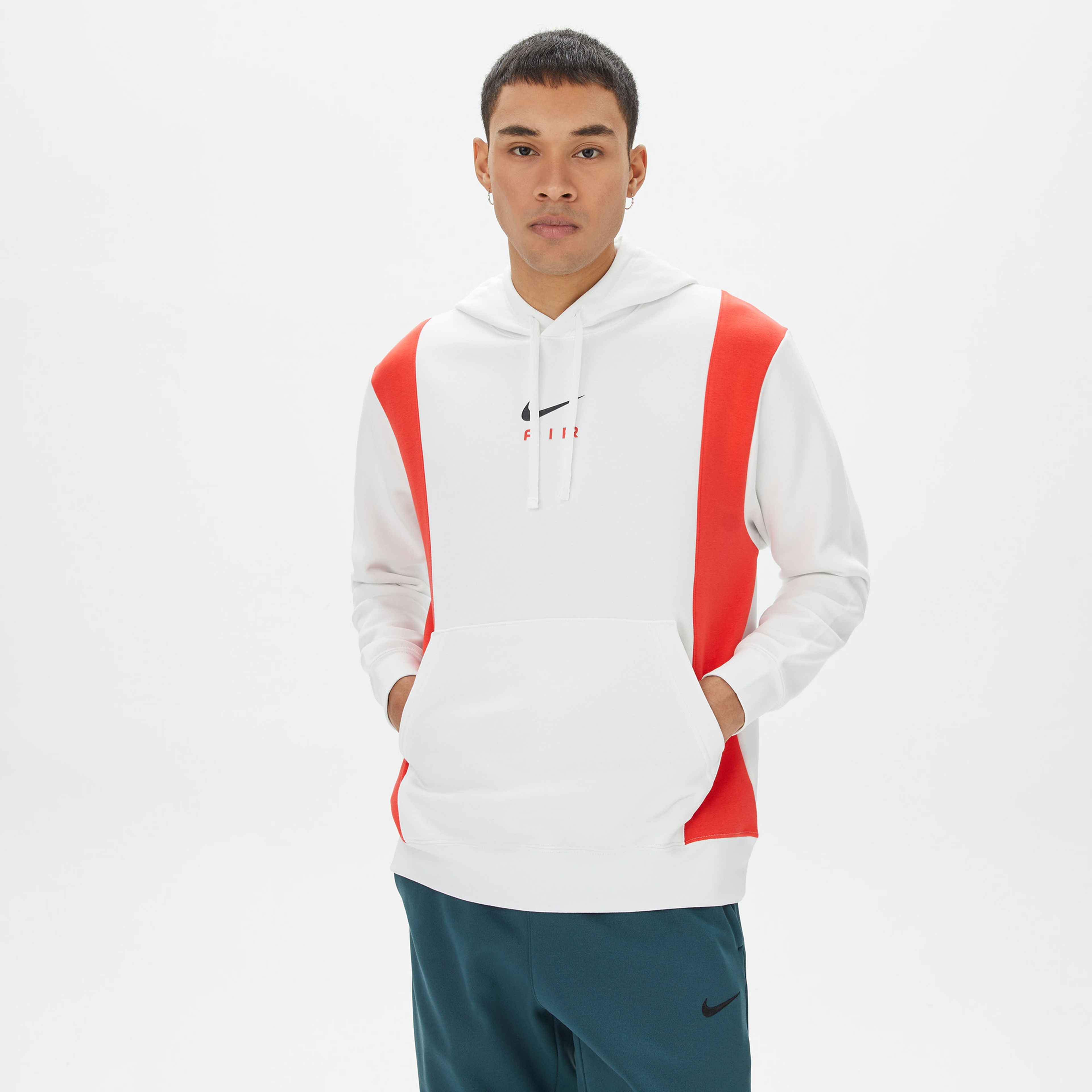 Nike Sportswear Swoosh Air Pullover Fleece Erkek Beyaz Hoodie