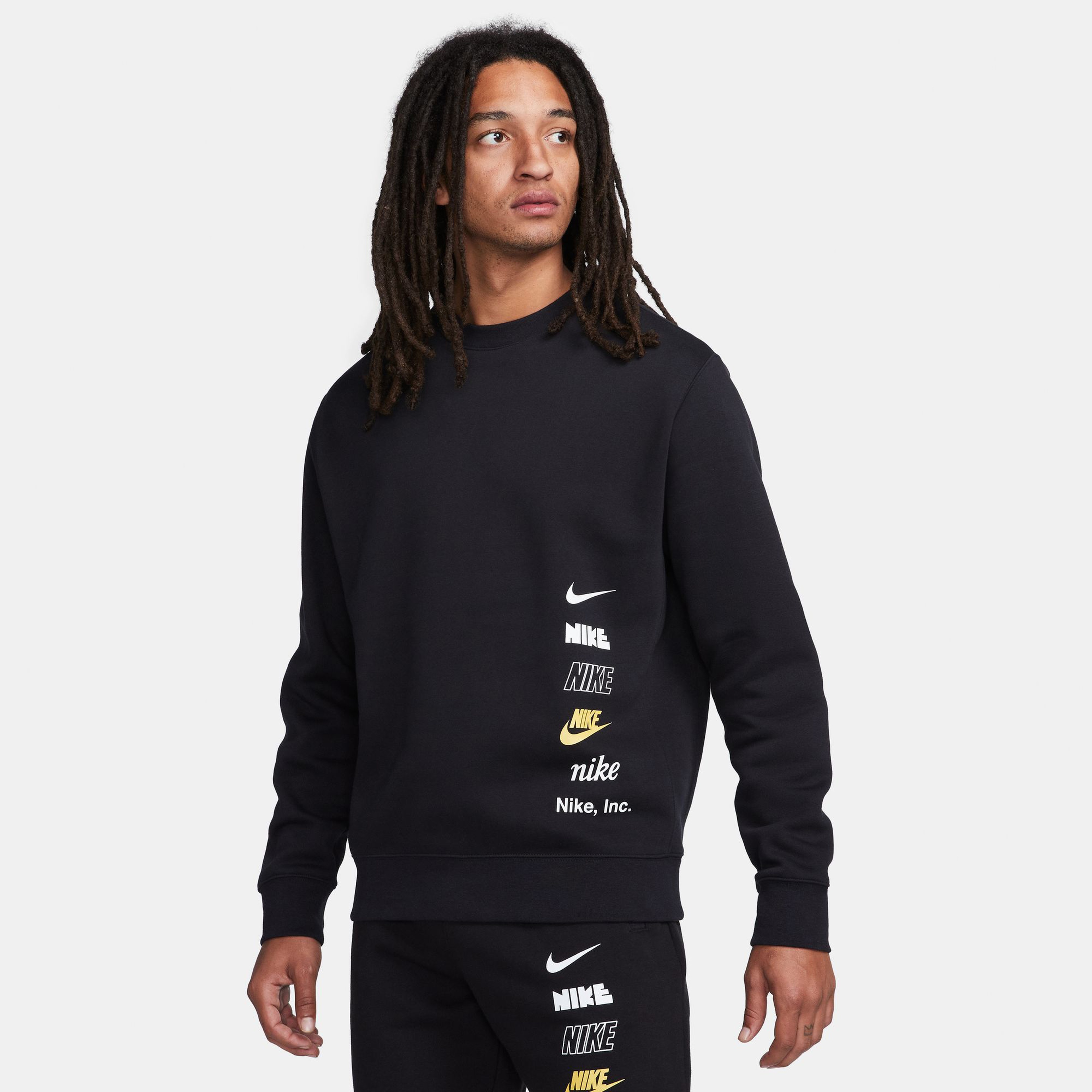Nike M Nk Club + Bb Crew Mlogo Erkek Siyah Sweatshirt