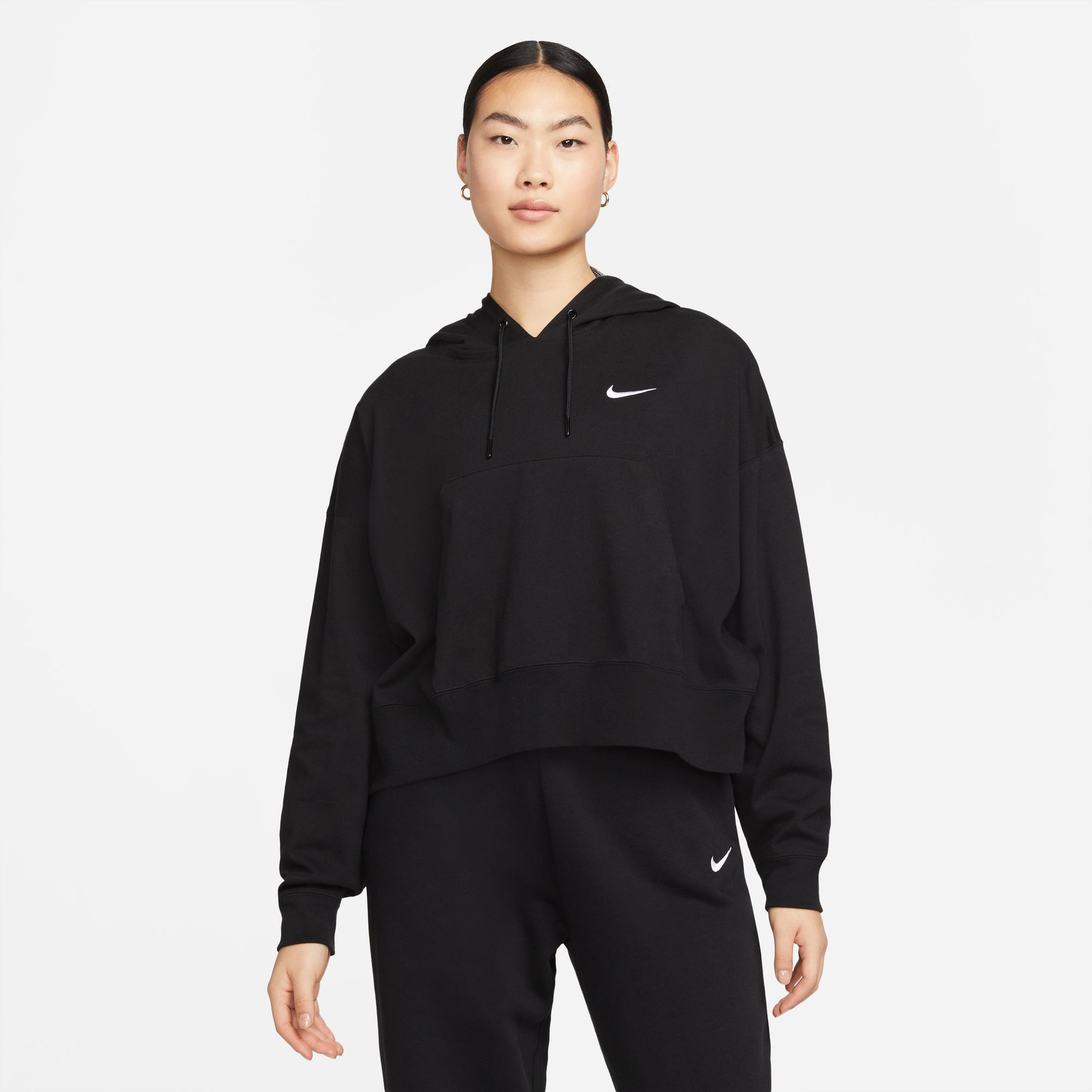 Nike Sportswear Jersey Oversize Kadın Siyah Hoodie