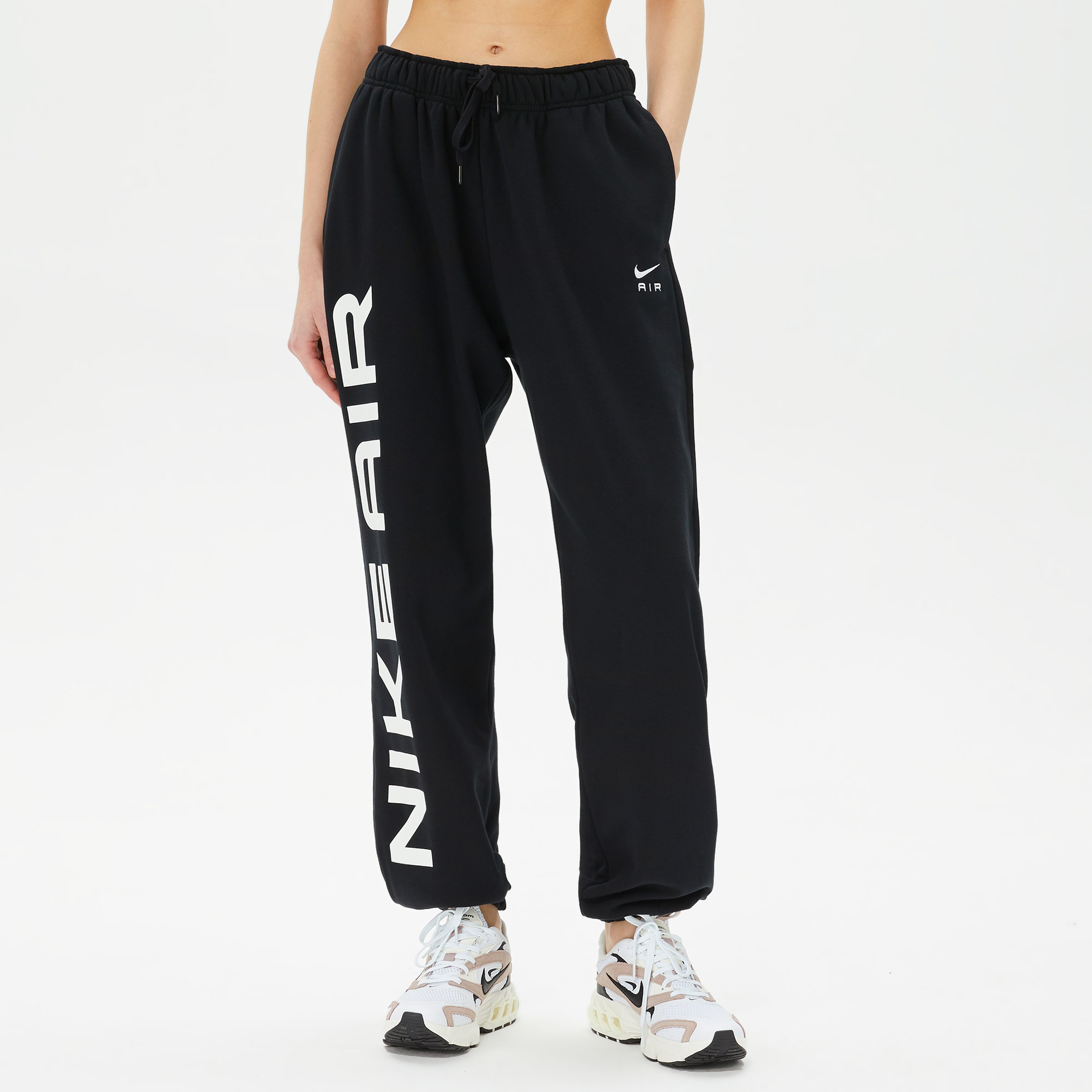 Nike Sportswear Air Fleece Oversize High Rise Kadın Siyah Eşofman Altı