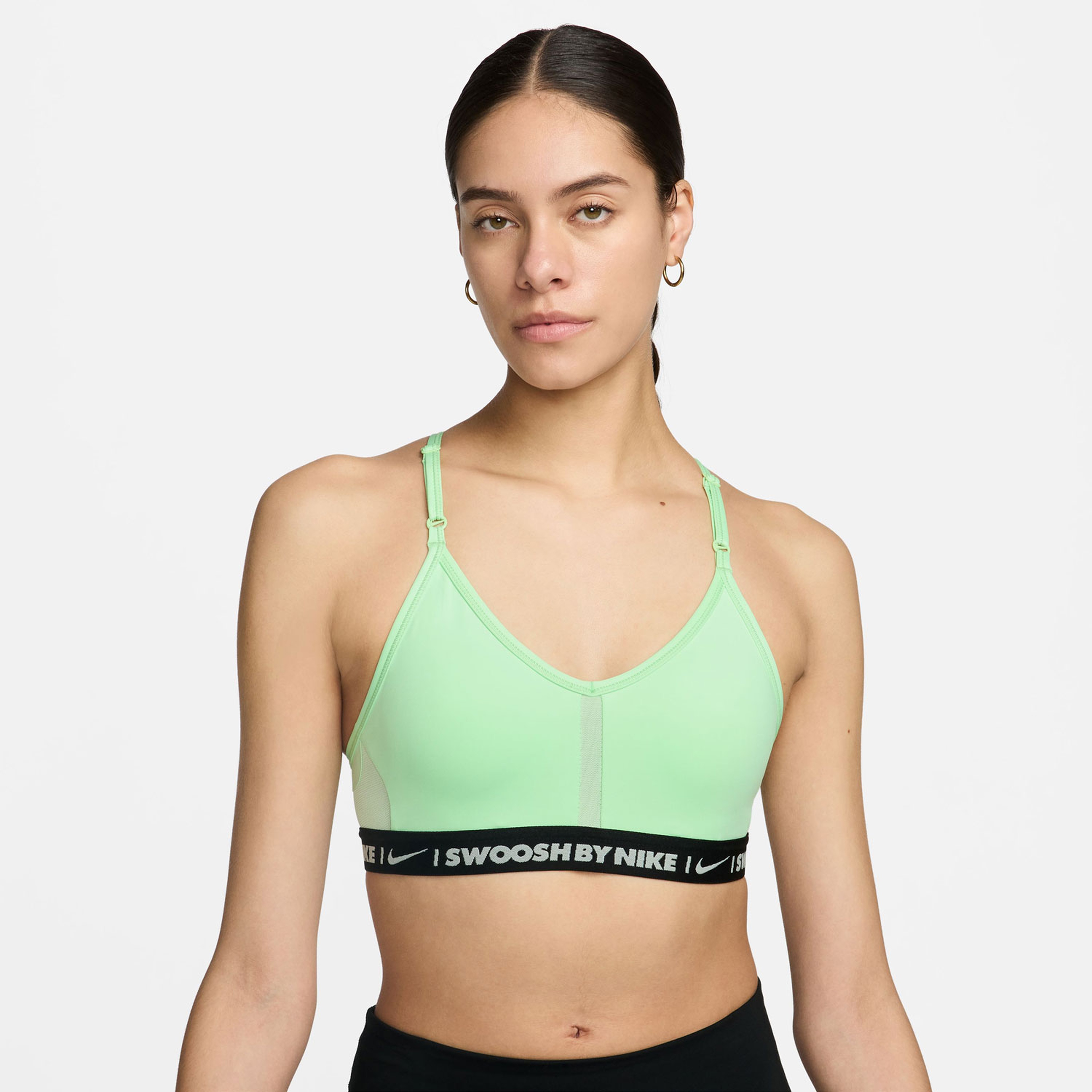 Nike Indy Light-Support Padded V-Neck Sports Kadın Yeşil Bra
