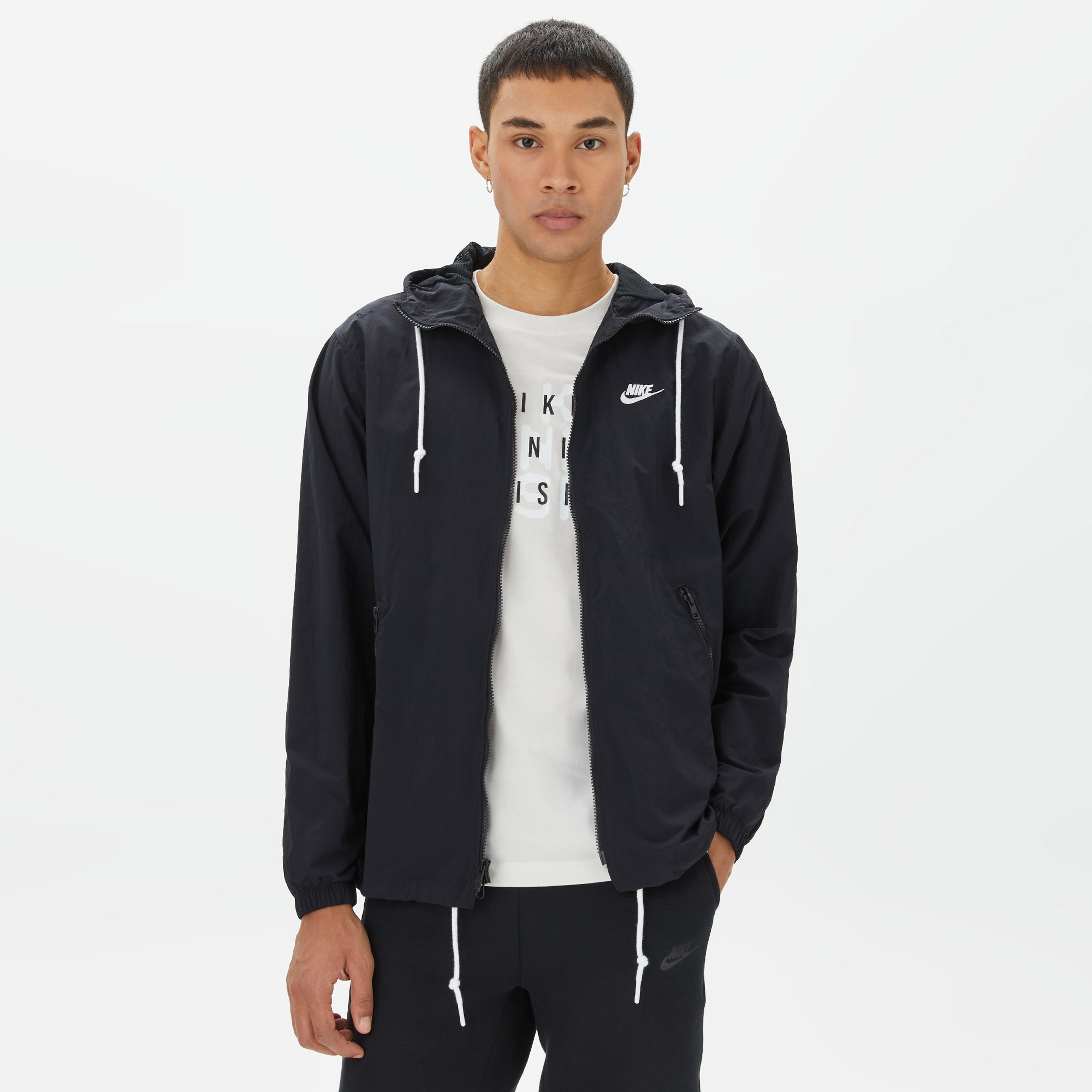 Nike Club Woven Full Zip Erkek Siyah Ceket