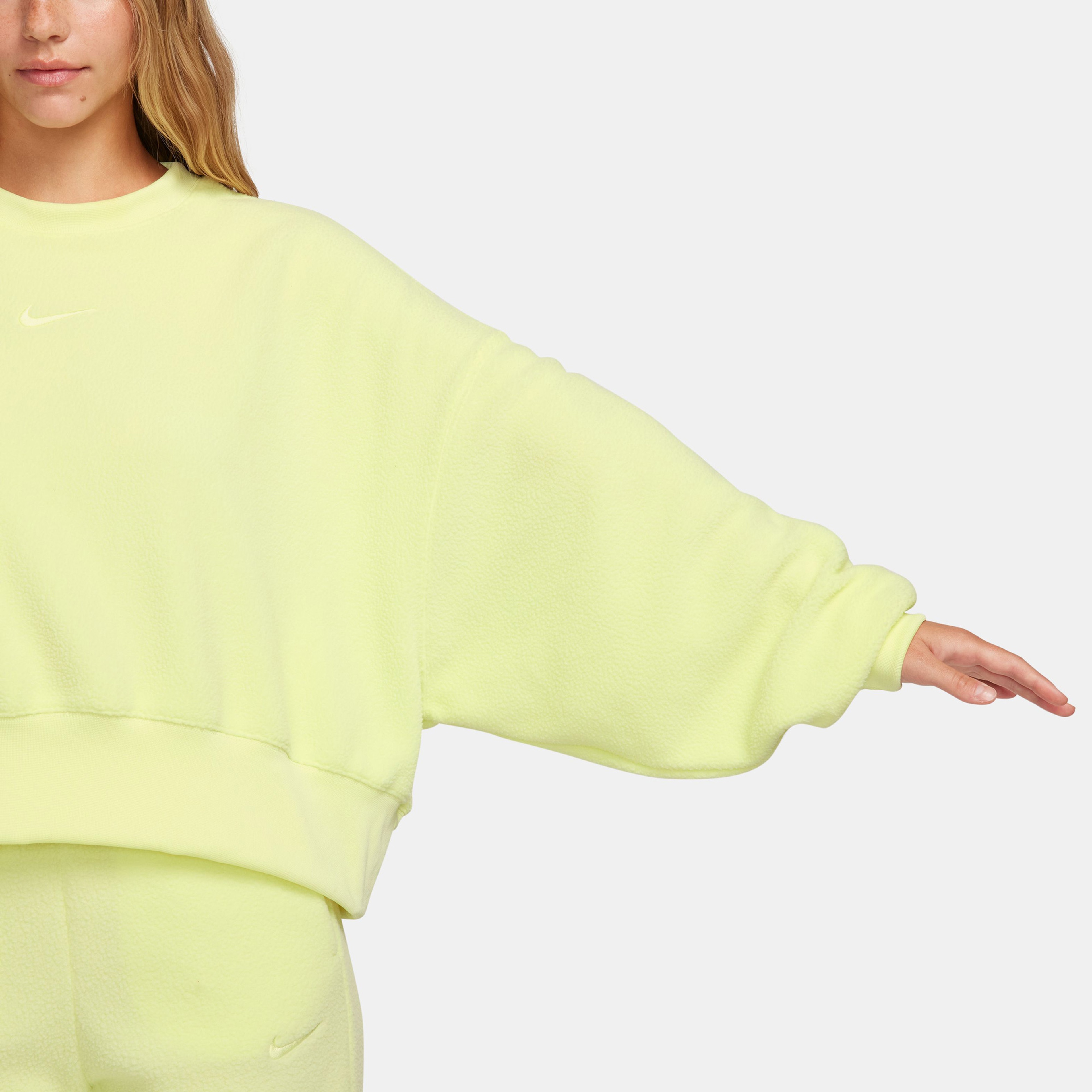 Nike Plush Mod Crop Crew Kadın Sarı Sweatshirt