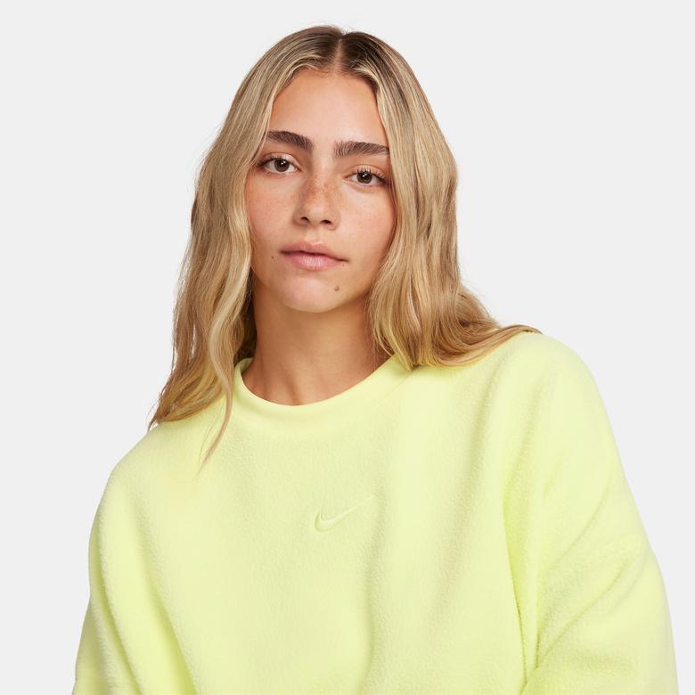 Nike Plush Mod Crop Crew Kadın Sarı Sweatshirt