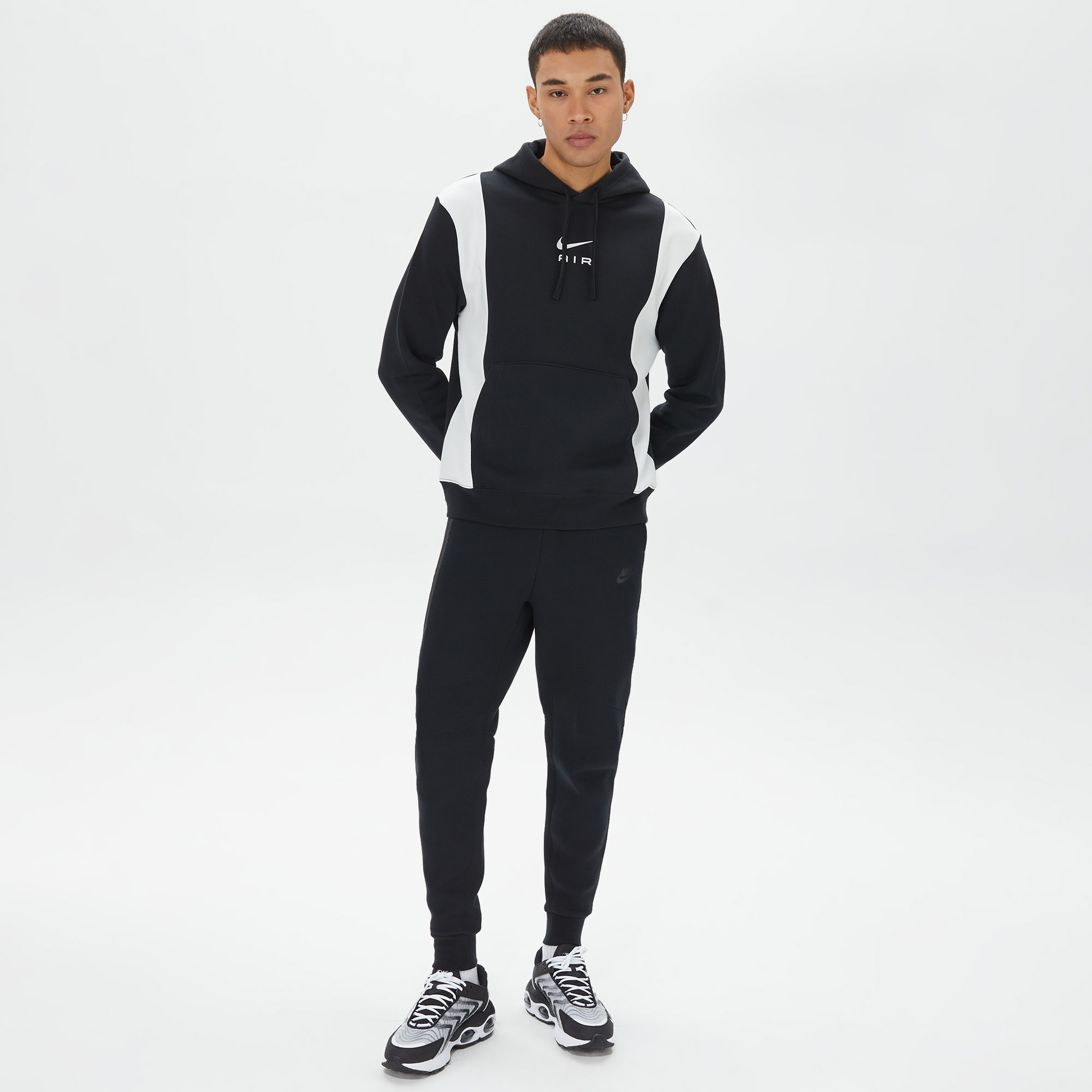 Nike Sportswear Swoosh Air Pullover Fleece Erkek Siyah Hoodie