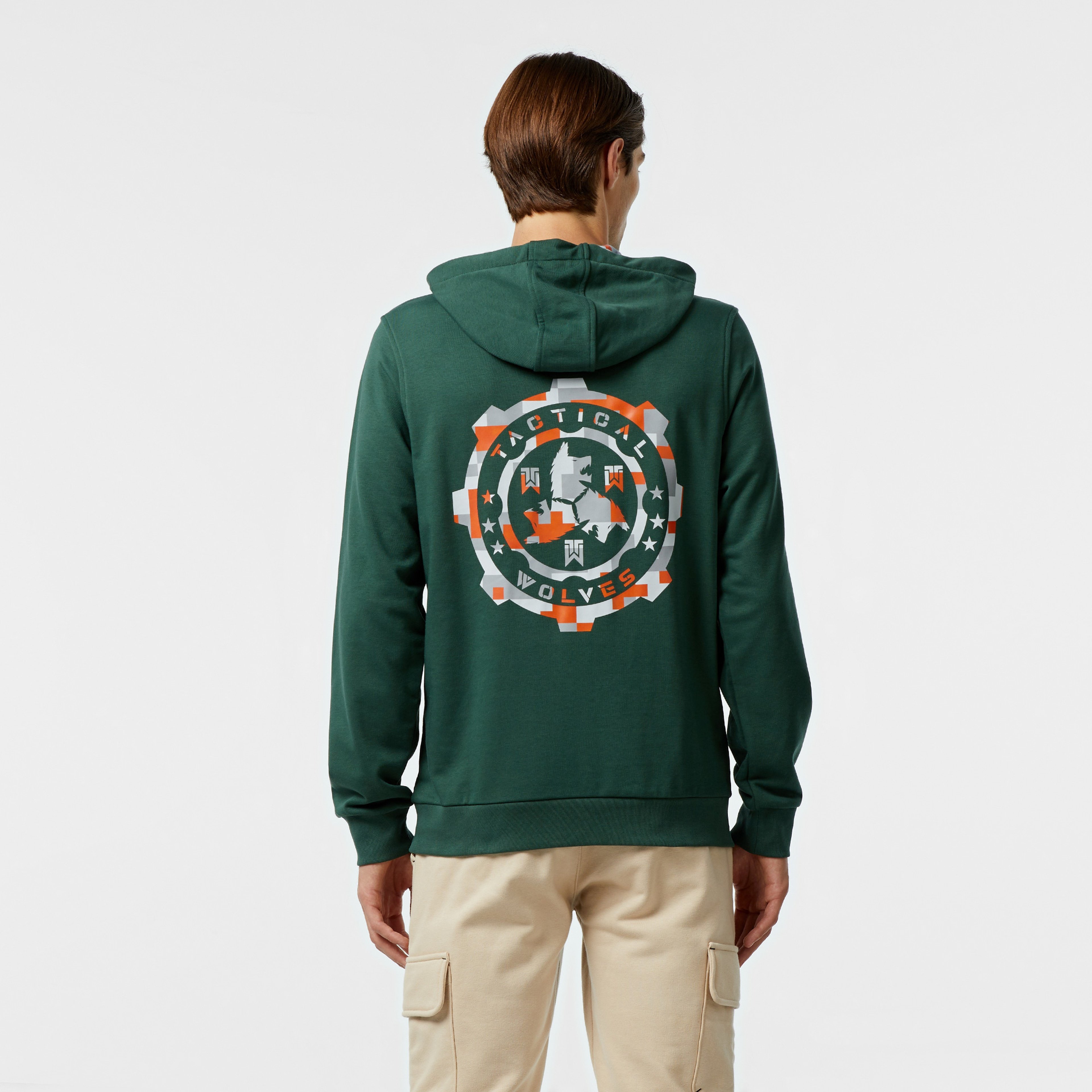Tactical Wolves Oversize Kamo Erkek Yeşil Hoodie
