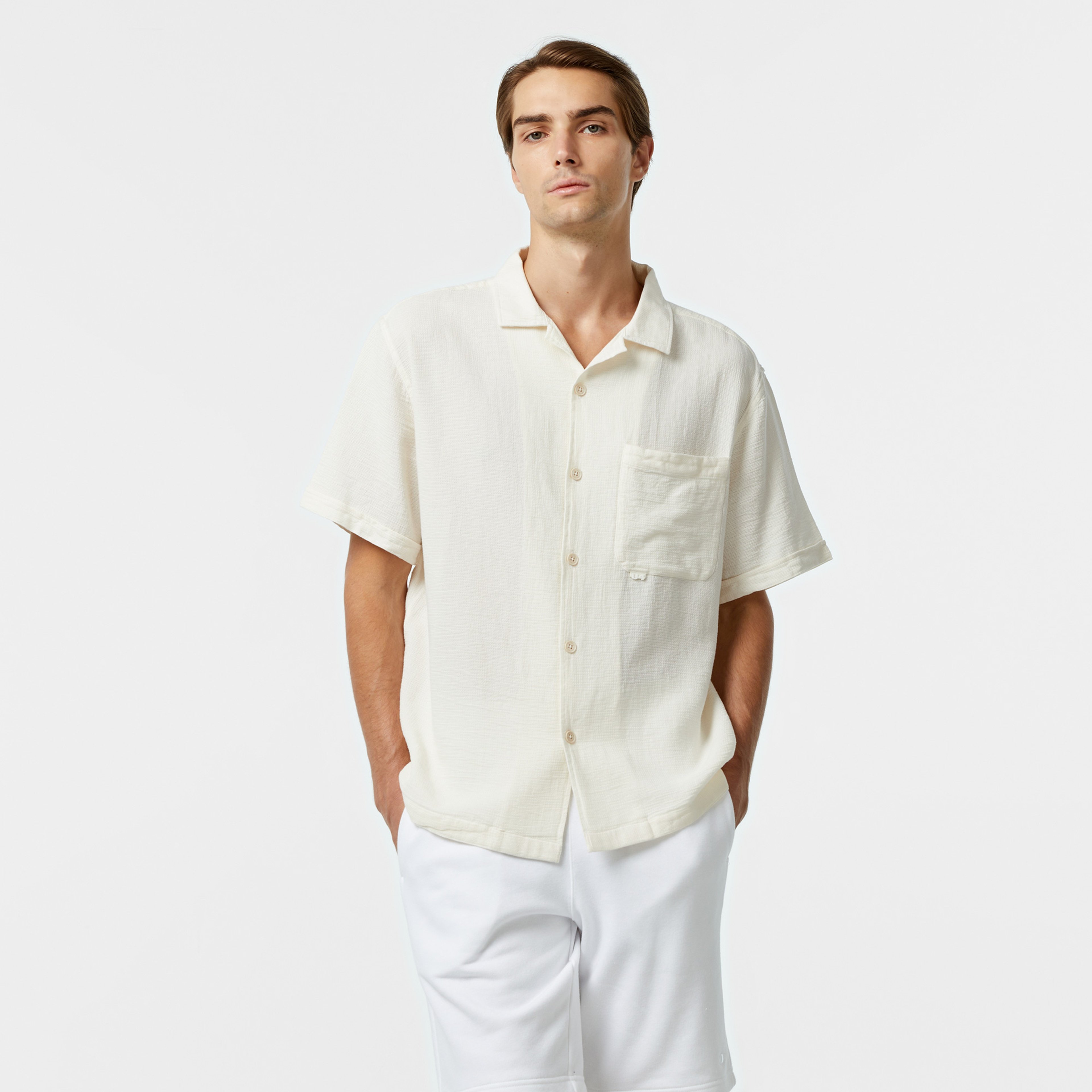 UNITED4 Oversize Erkek Krem Gömlek