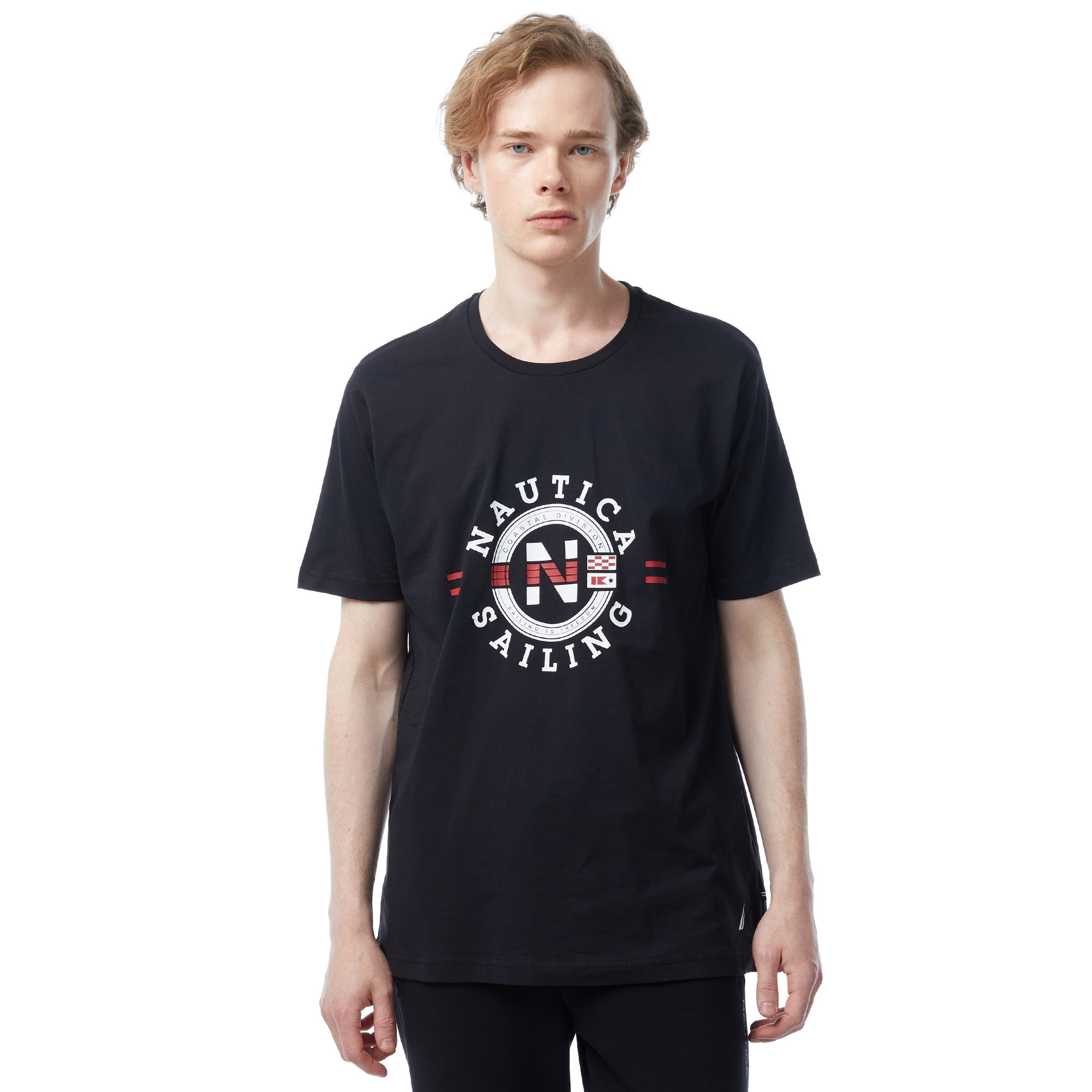 Nautica Erkek Siyah Standart Fit Kısa Kollu Baskılı T-Shirt