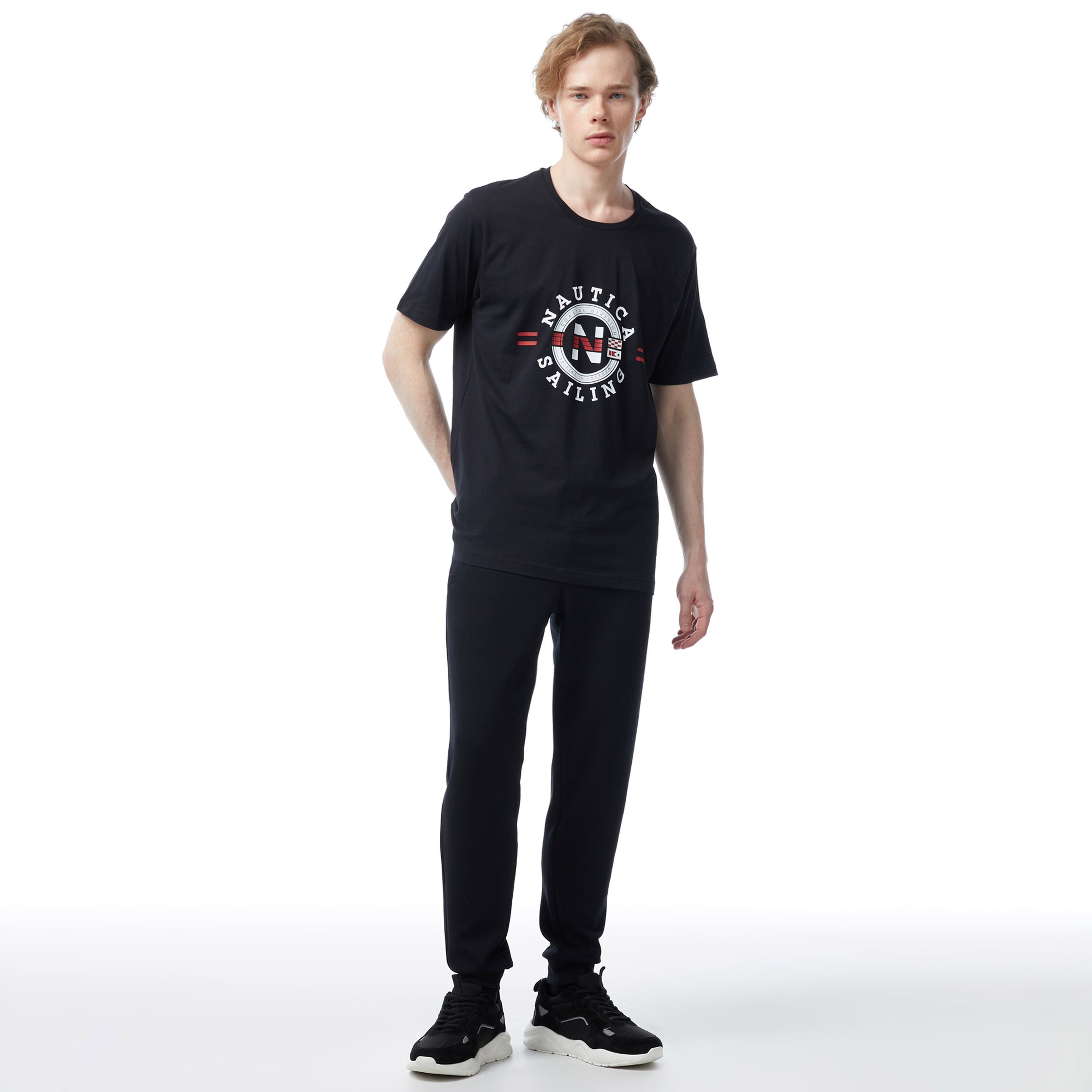 Nautica Erkek Siyah Standart Fit Kısa Kollu Baskılı T-Shirt