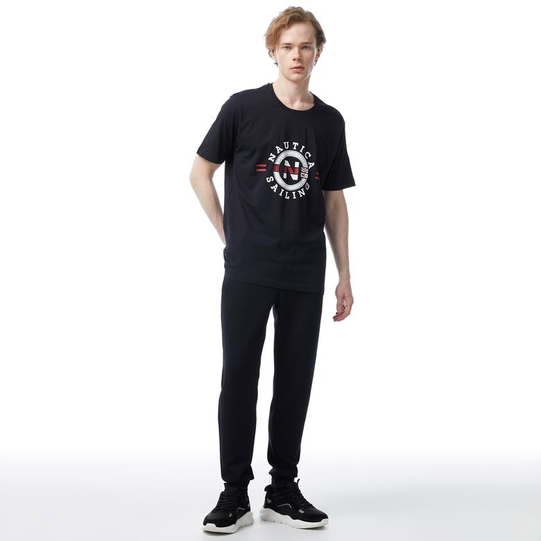 Nautica Erkek Siyah Standart Fit Kısa Kollu Baskılı T-Shirt
