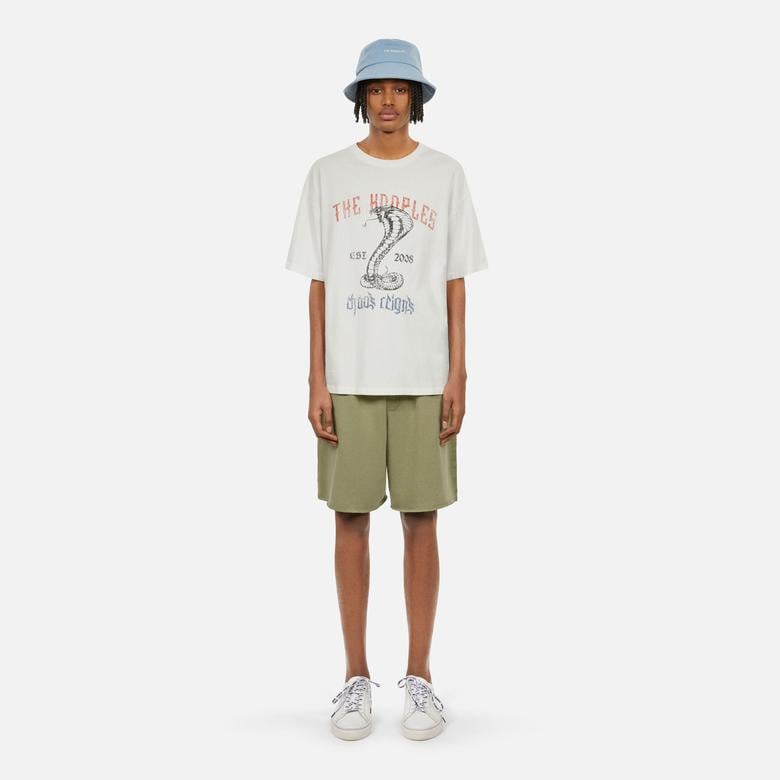 ERKEK BASKILI BİSİKLET YAKA BEYAZ  T-SHIRT