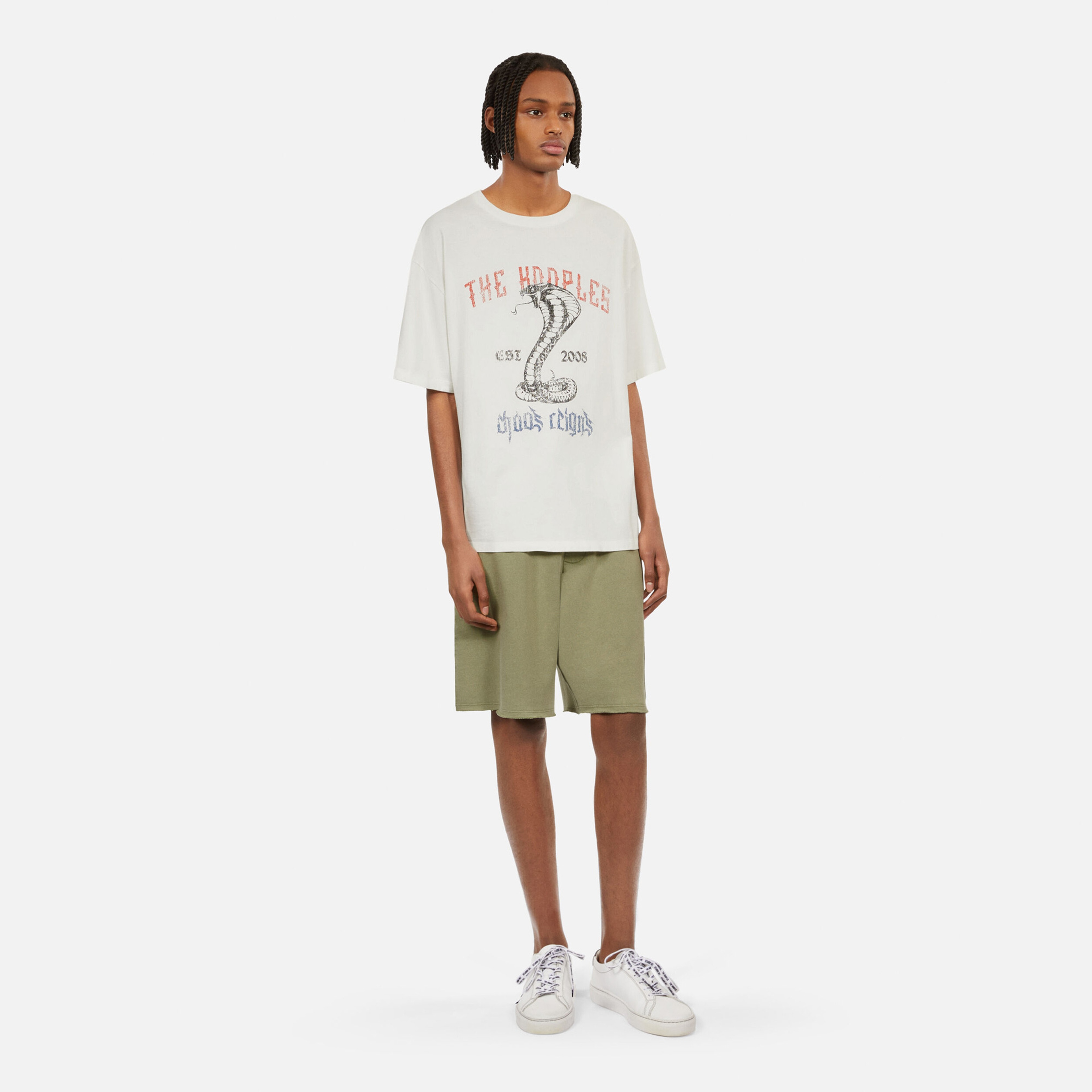 ERKEK BASKILI BİSİKLET YAKA BEYAZ T-SHIRT