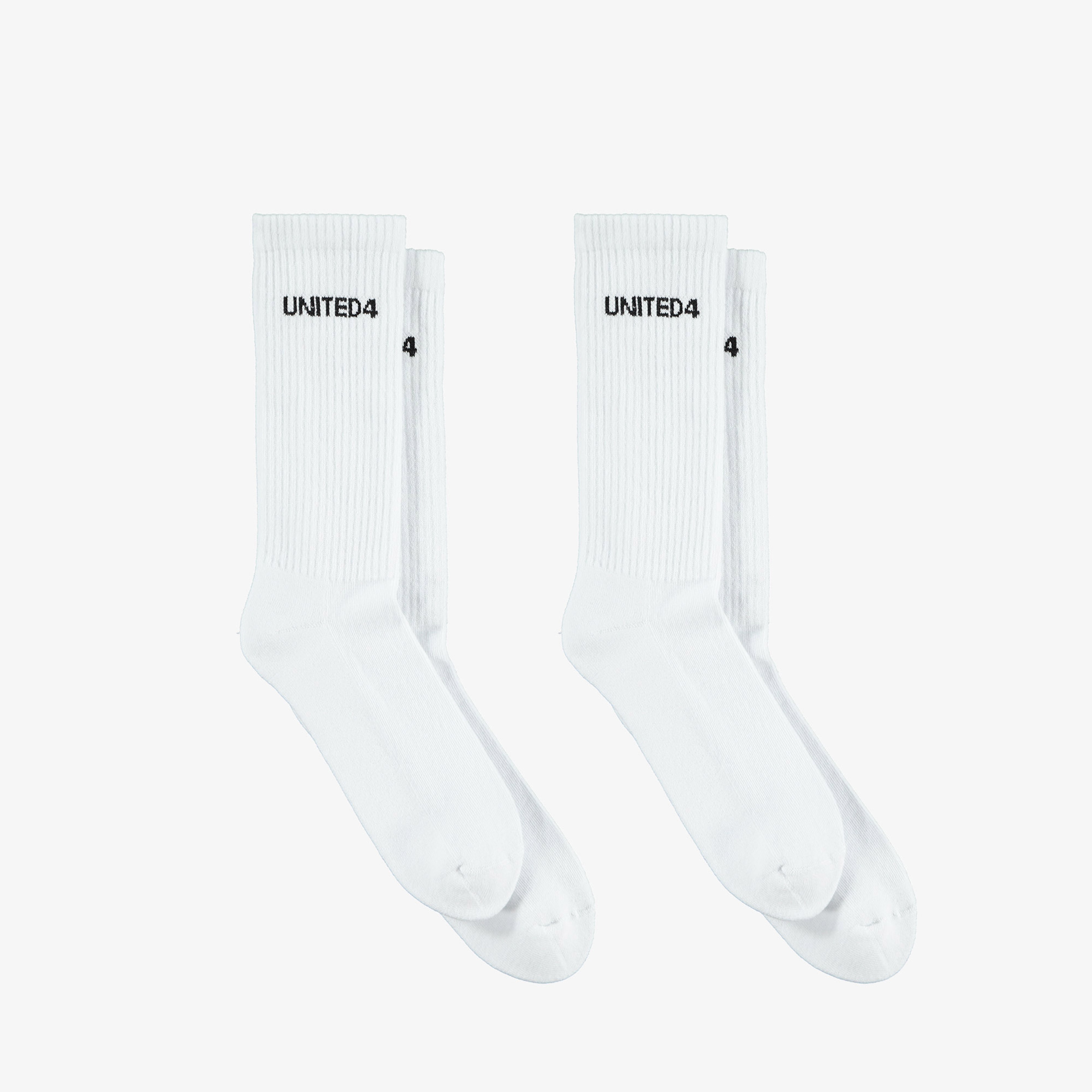 UNITED4 Unisex Beyaz 2'li Çorap
