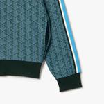 Erkek Regular Fit Fermuarlı Monogram Yeşil Sweatshirt