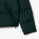 Kadın Relaxed Fit Kapüşonlu Koyu Yeşil Şişme Mont