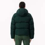 Kadın Relaxed Fit Kapüşonlu Koyu Yeşil Şişme Mont