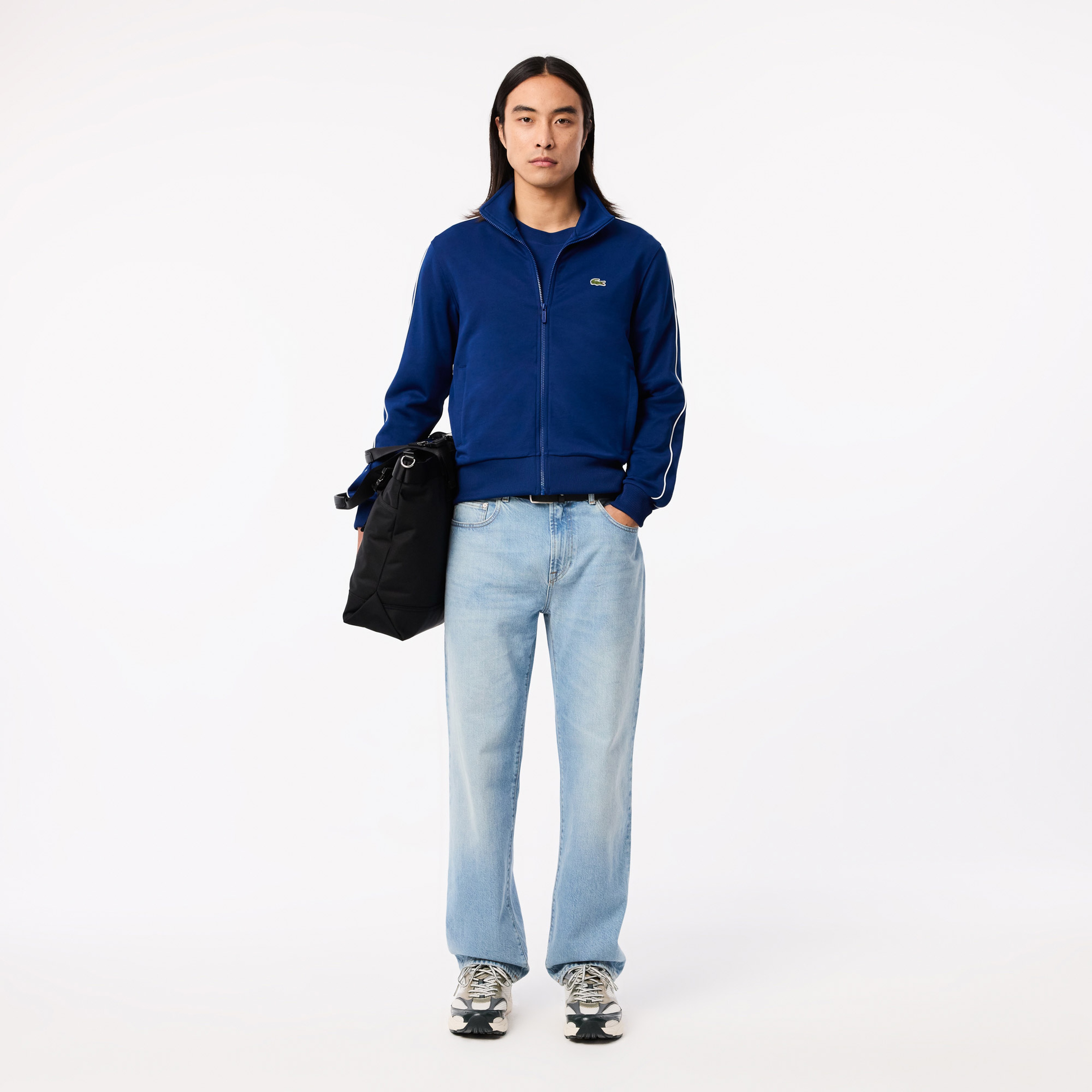 Erkek Regular Fit Fermuarlı Mavi Sweatshirt