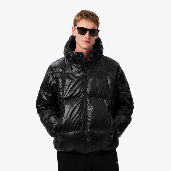 Erkek Relaxed Fit Kapüşonlu Siyah Mont